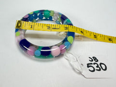 Jackie Brazil "Shinny Spotted" Blue Mix Spots Solid Round Resin 1.7cm Bangle ( B1726 )