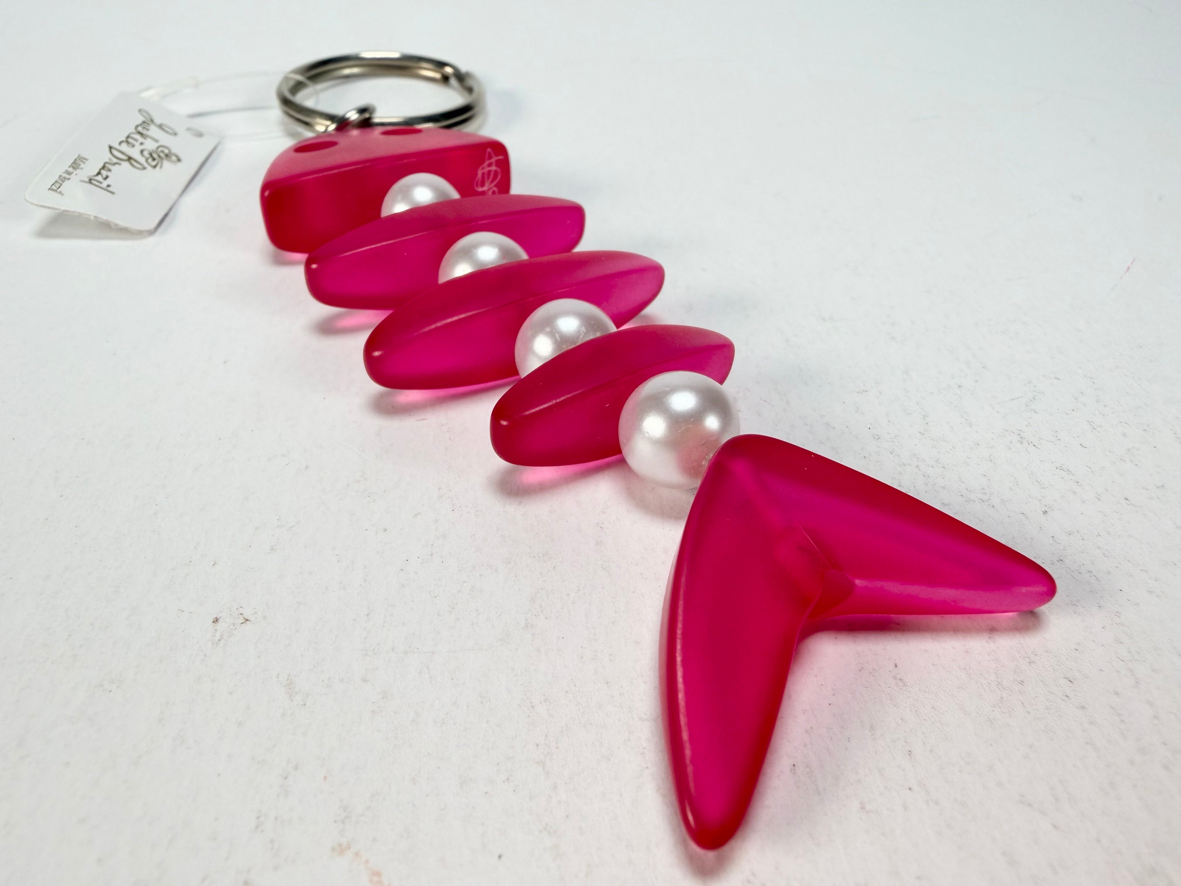 Jackie Brazil "Skeleton Fish" Dark Pink Resin Keyring ( K0178 )