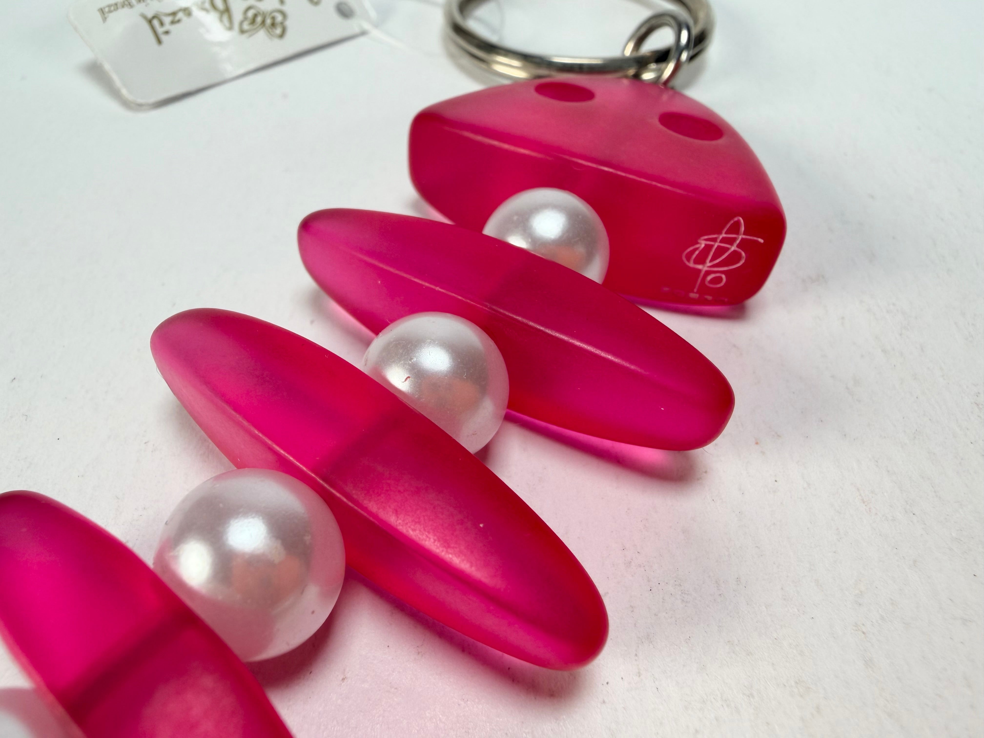 Jackie Brazil "Skeleton Fish" Dark Pink Resin Keyring ( K0178 )