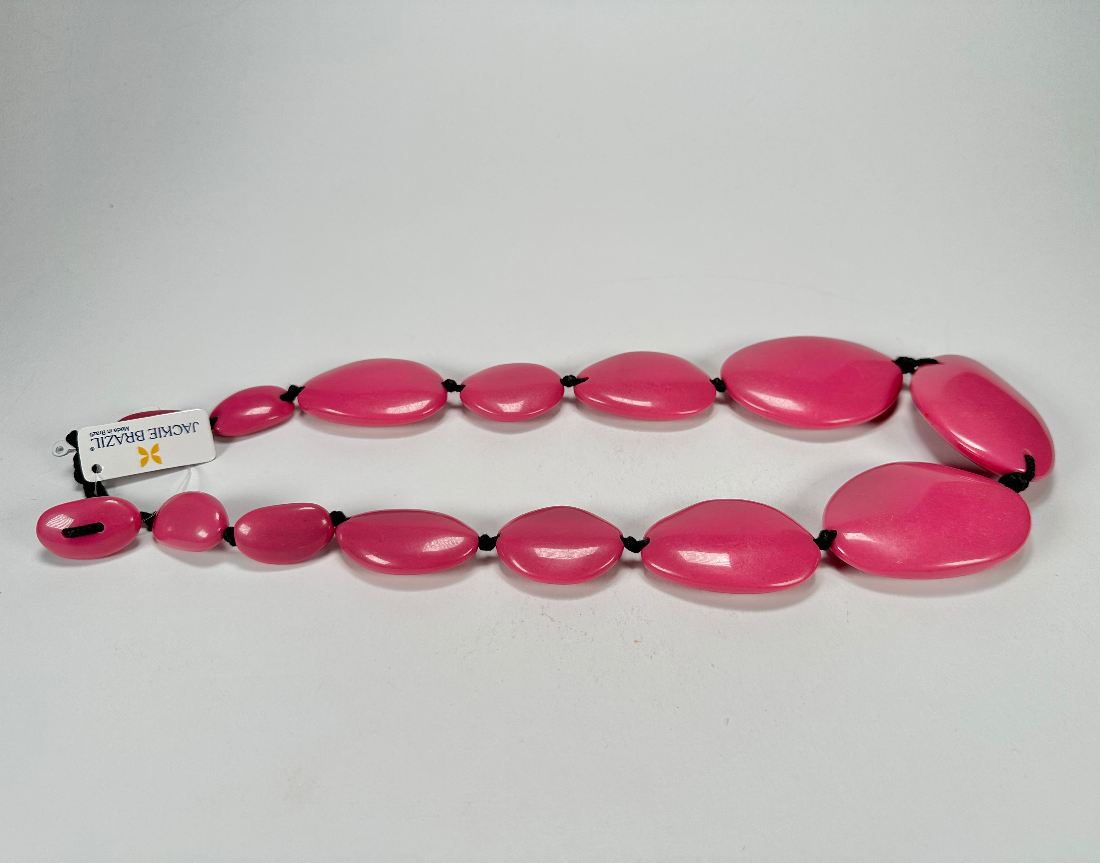 Jackie Brazil "Pink Gloss" Long Flat Riverstones 65cm Necklace ( N3700 )