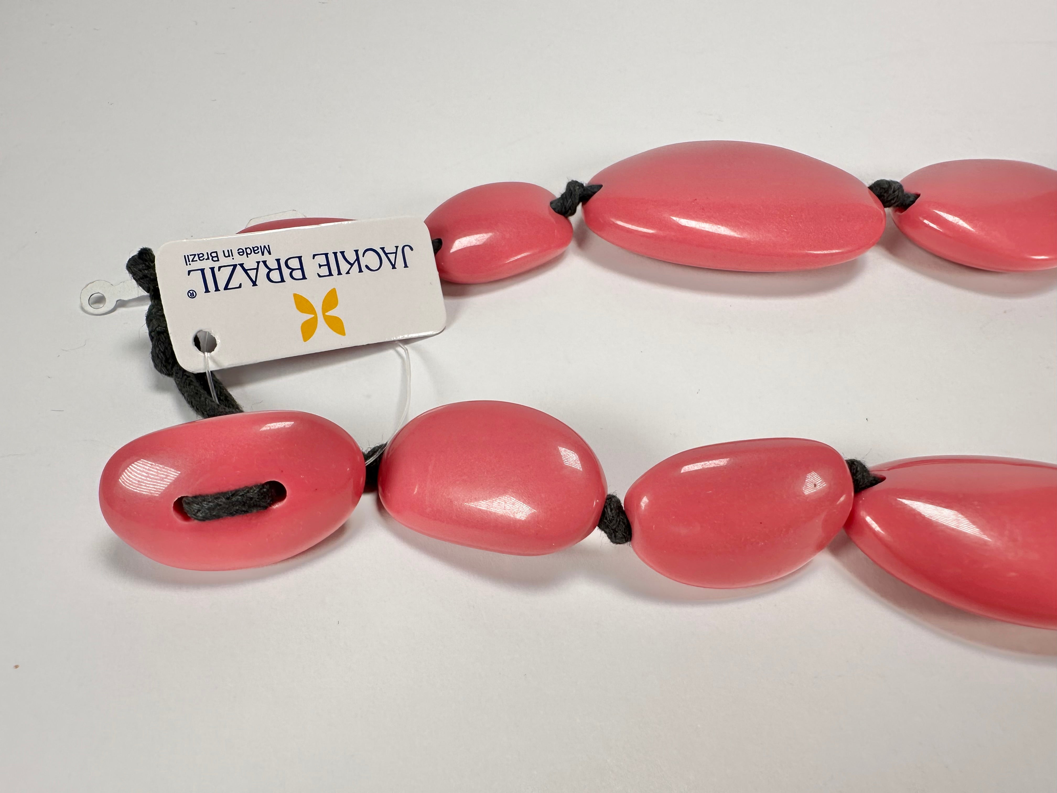 Jackie Brazil "Pink Gloss" Long Flat Riverstones 65cm Necklace ( N3700 )