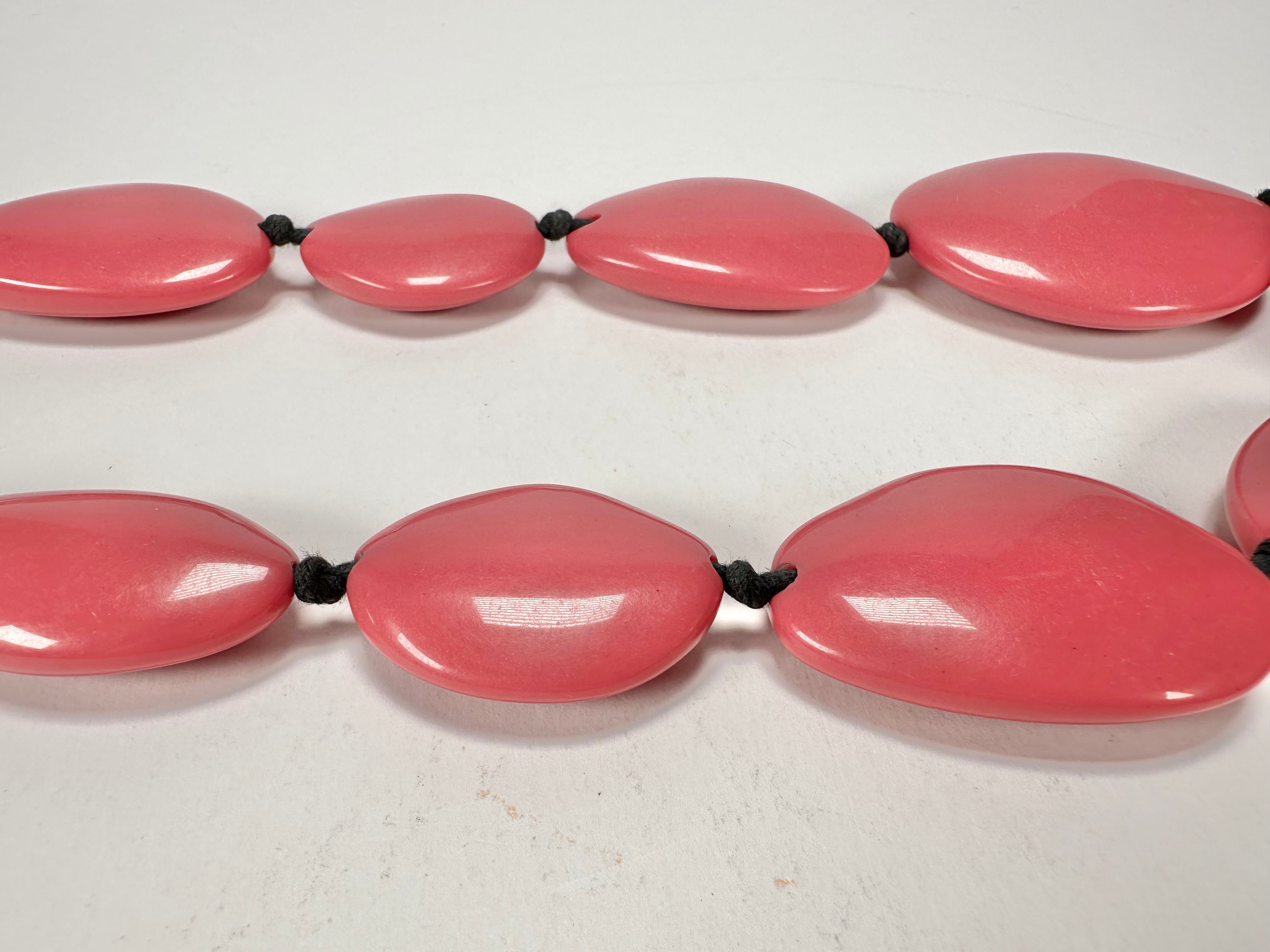 Jackie Brazil "Pink Gloss" Long Flat Riverstones 65cm Necklace ( N3700 )