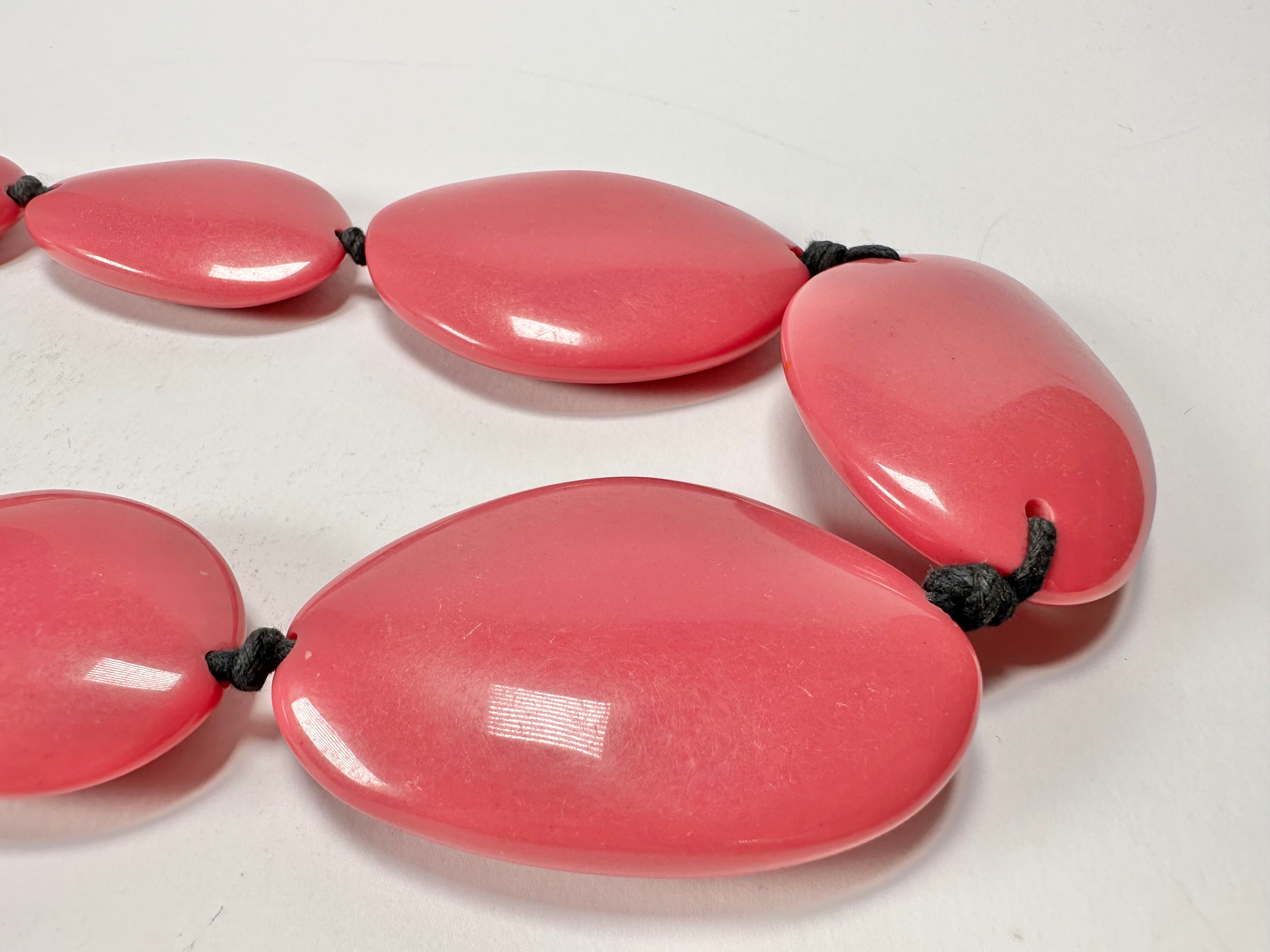 Jackie Brazil "Pink Gloss" Long Flat Riverstones 65cm Necklace ( N3700 )
