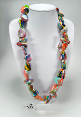 Jackie Brazil "Diamonds" Kandinsky Flintstone Bone 80cm Necklace ( N0080 )