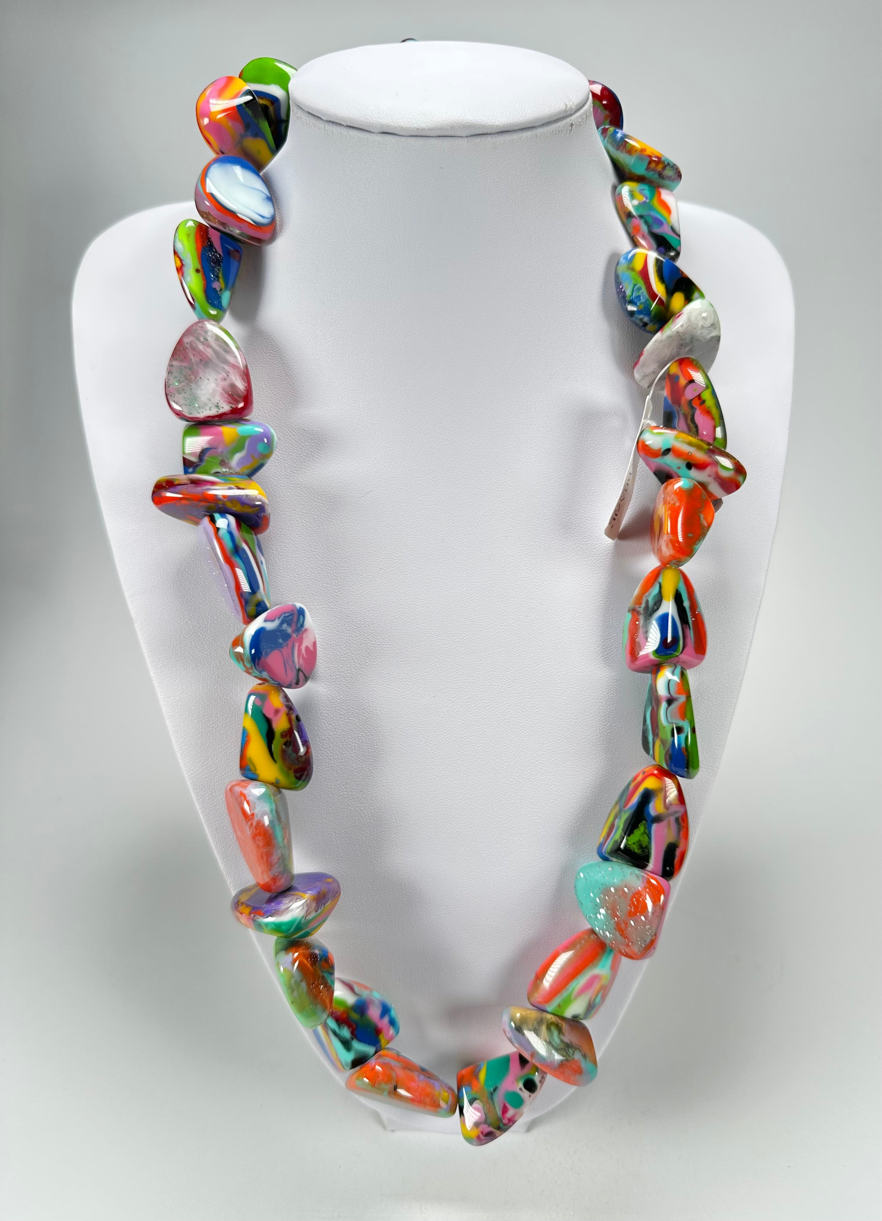 Jackie Brazil "Diamonds" Kandinsky Flintstone Bone 80cm Necklace ( N0080 )