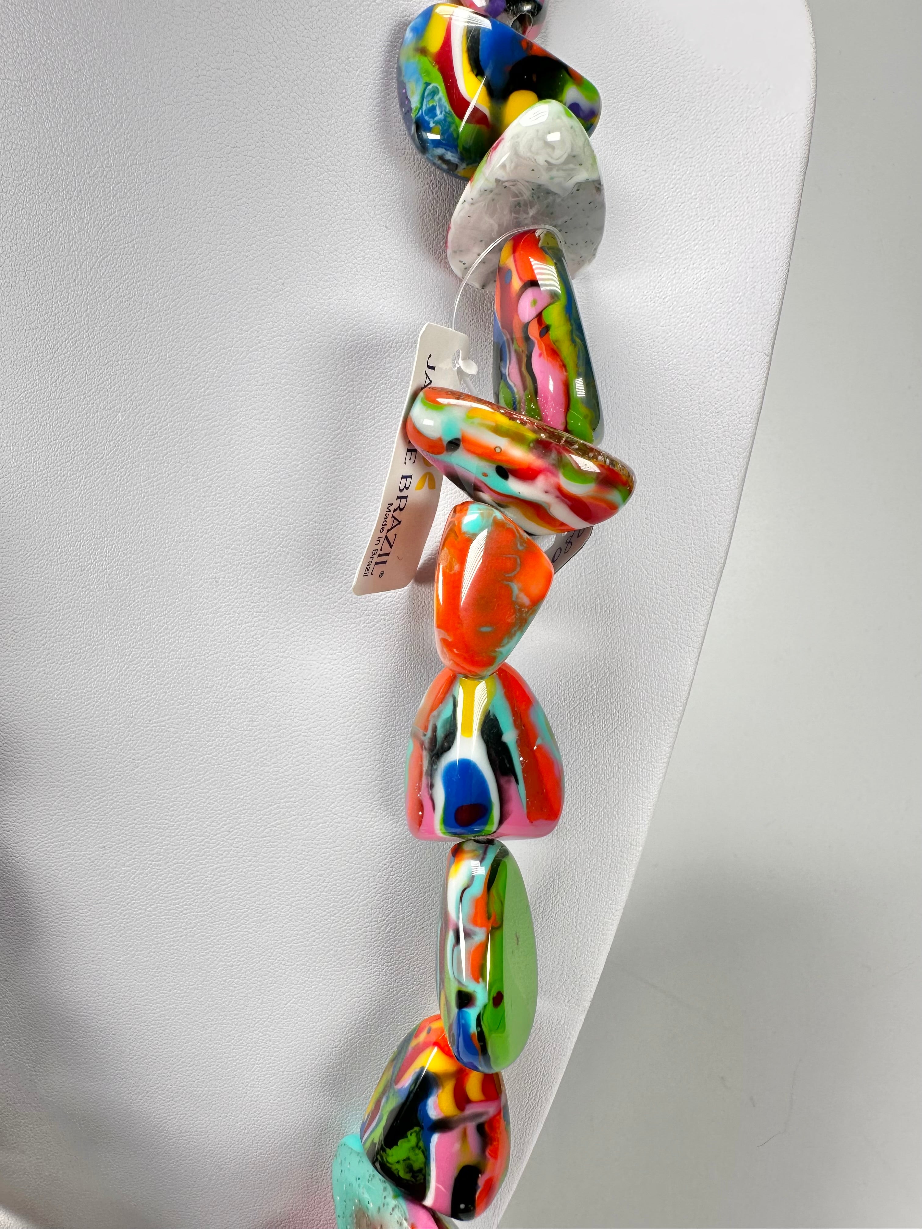 Jackie Brazil "Diamonds" Kandinsky Flintstone Bone 80cm Necklace ( N0080 )