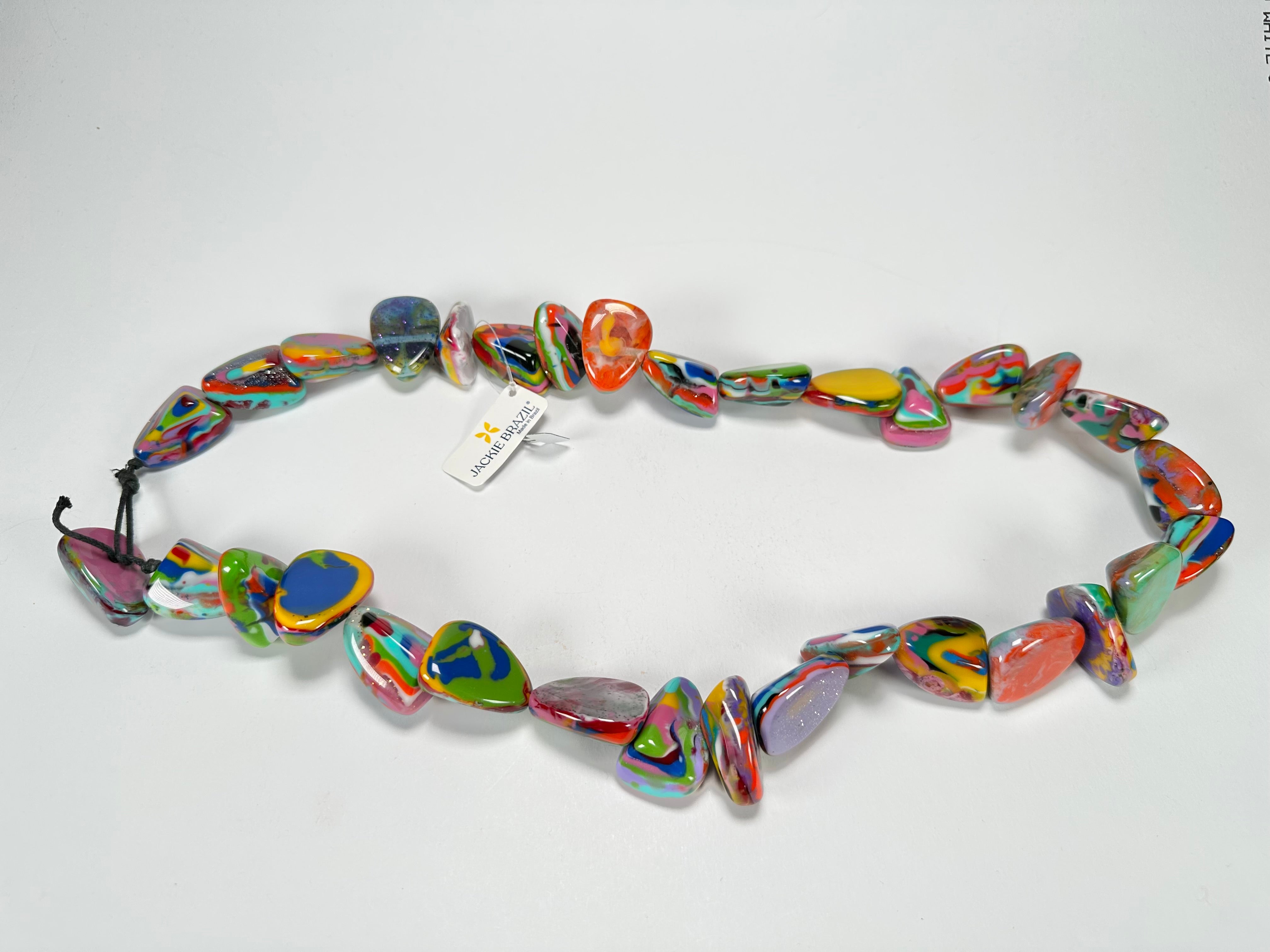 Jackie Brazil "Diamonds" Kandinsky Flintstone Bone 80cm Necklace ( N0080 )