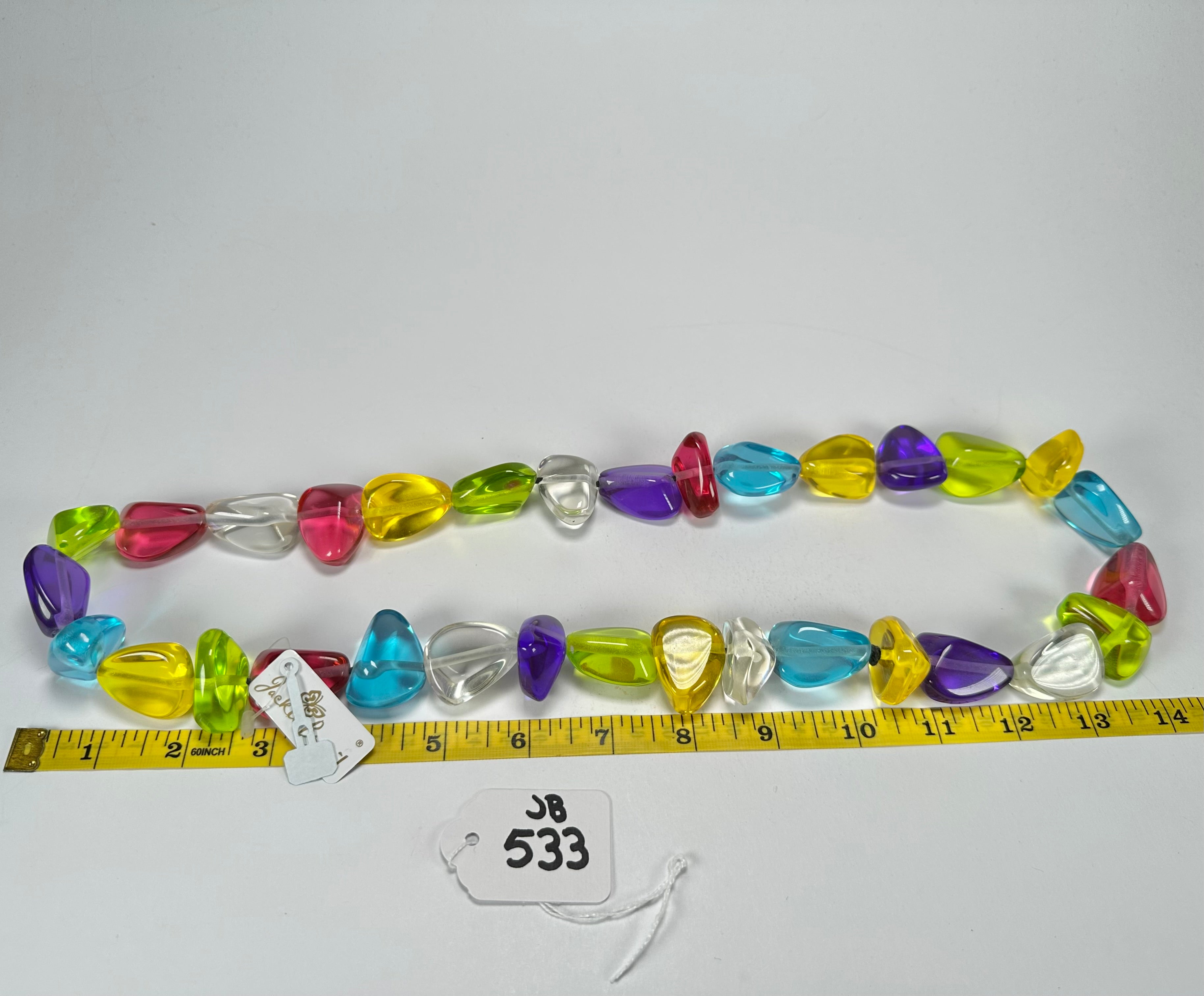 Jackie Brazil "Diamonds" Transparent Paris Mix Flintstone Bone 80cm Necklace ( N0080 )