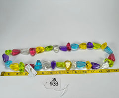 Jackie Brazil "Diamonds" Transparent Paris Mix Flintstone Bone 80cm Necklace ( N0080 )