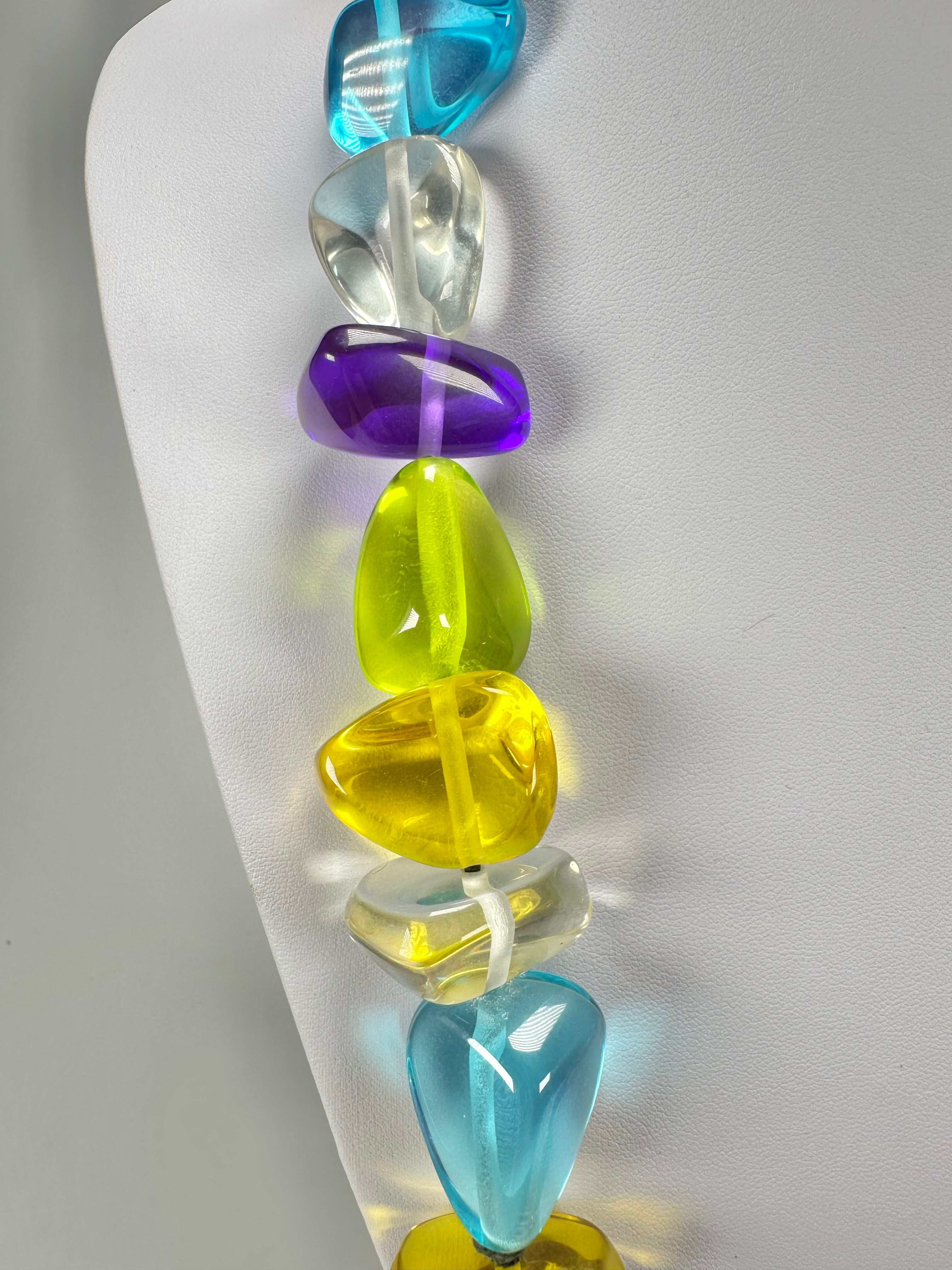 Jackie Brazil "Diamonds" Transparent Paris Mix Flintstone Bone 80cm Necklace ( N0080 )