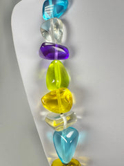 Jackie Brazil "Diamonds" Transparent Paris Mix Flintstone Bone 80cm Necklace ( N0080 )