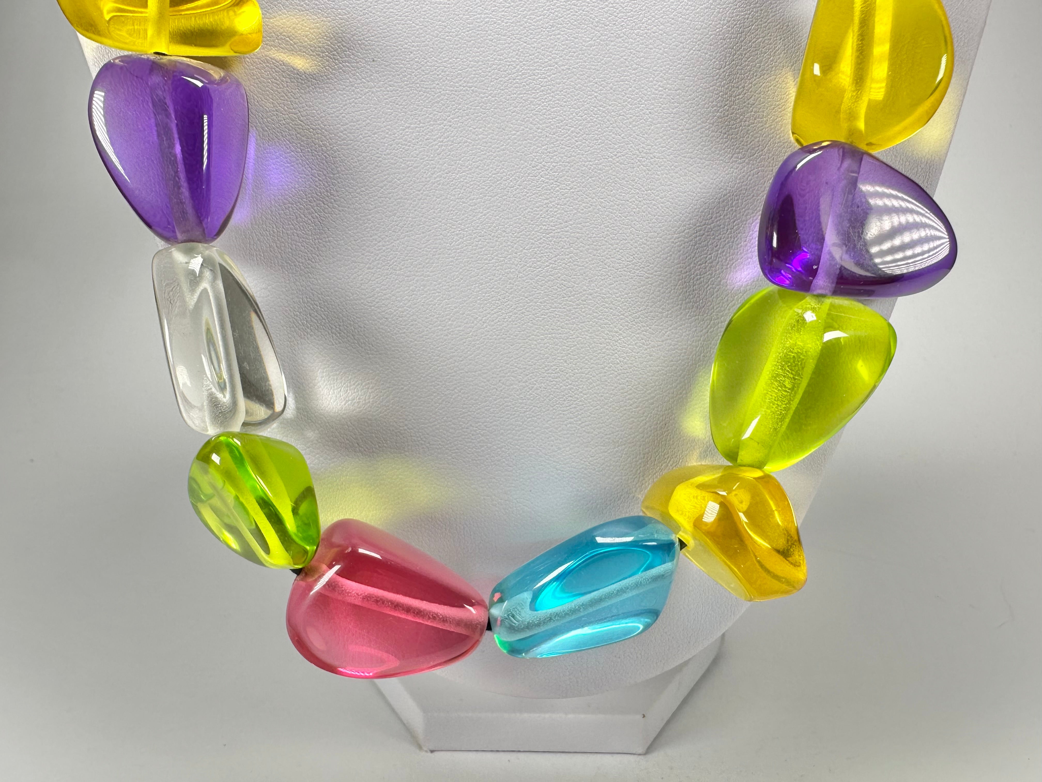 Jackie Brazil "Diamonds" Transparent Paris Mix Flintstone Bone 80cm Necklace ( N0080 )