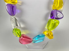 Jackie Brazil "Diamonds" Transparent Paris Mix Flintstone Bone 80cm Necklace ( N0080 )