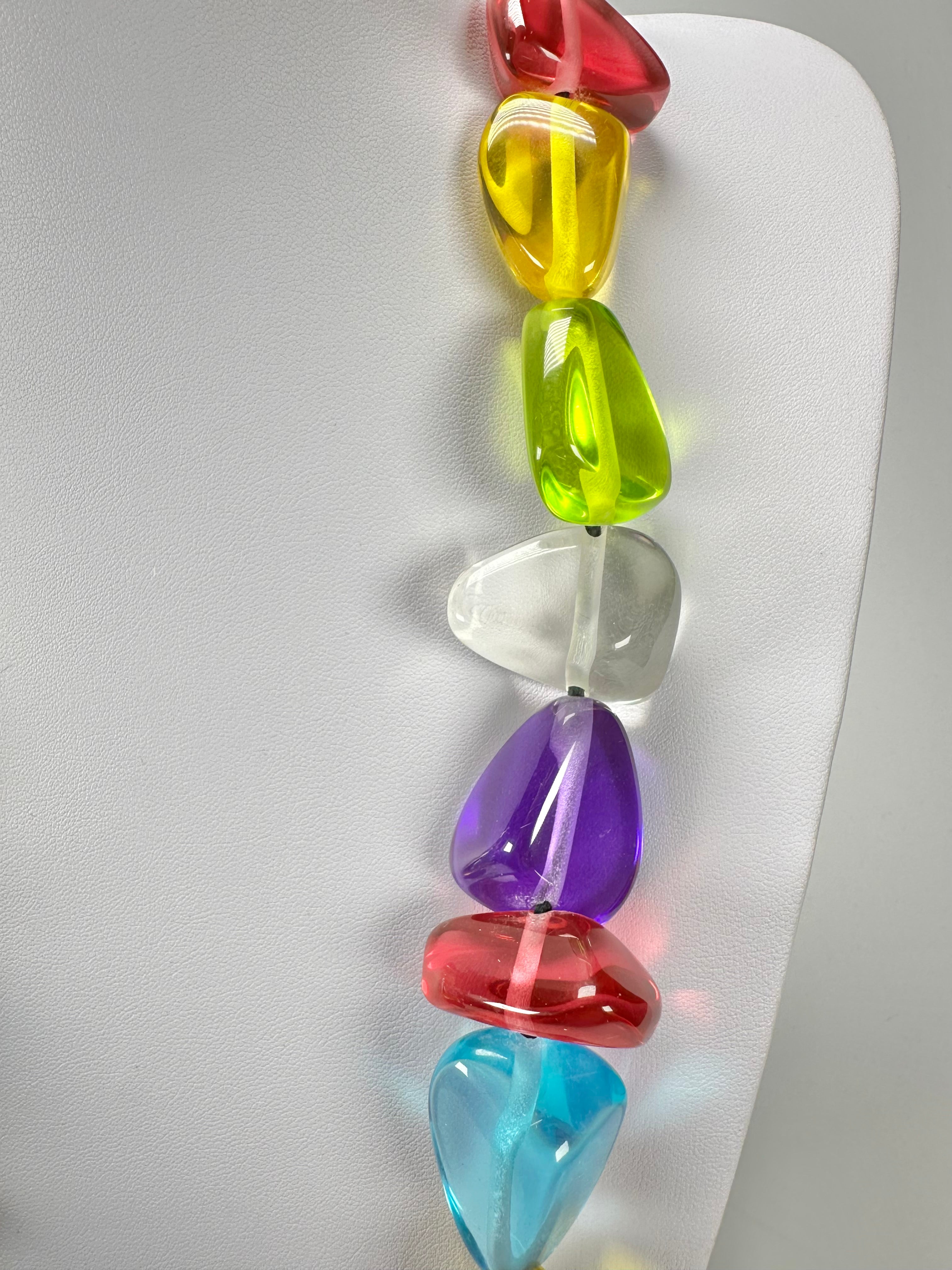 Jackie Brazil "Diamonds" Transparent Paris Mix Flintstone Bone 80cm Necklace ( N0080 )