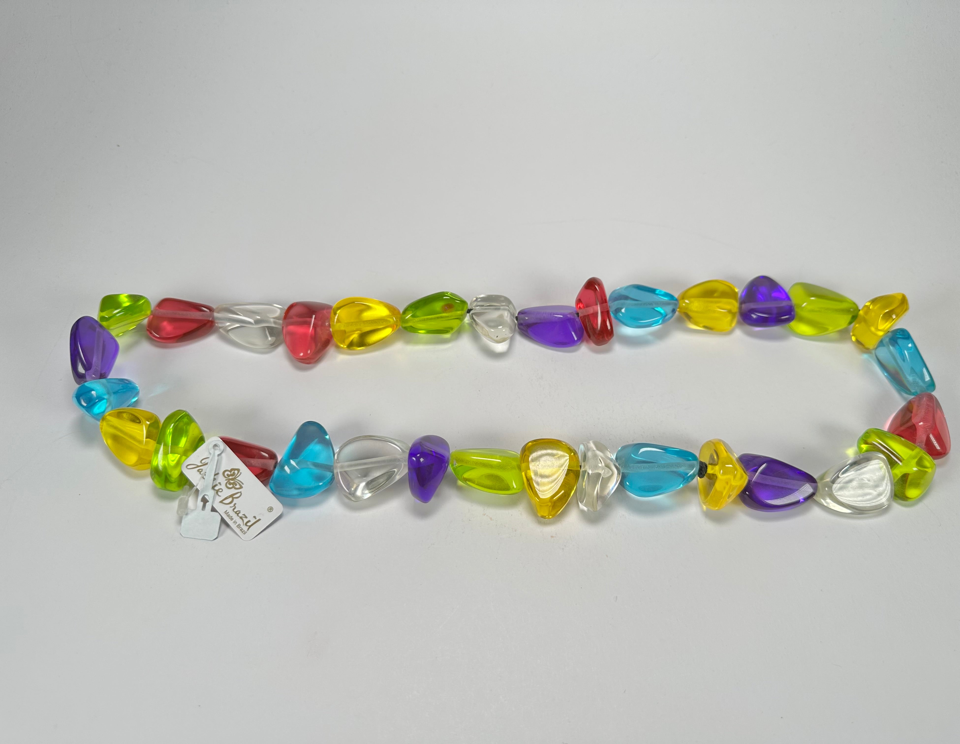 Jackie Brazil "Diamonds" Transparent Paris Mix Flintstone Bone 80cm Necklace ( N0080 )