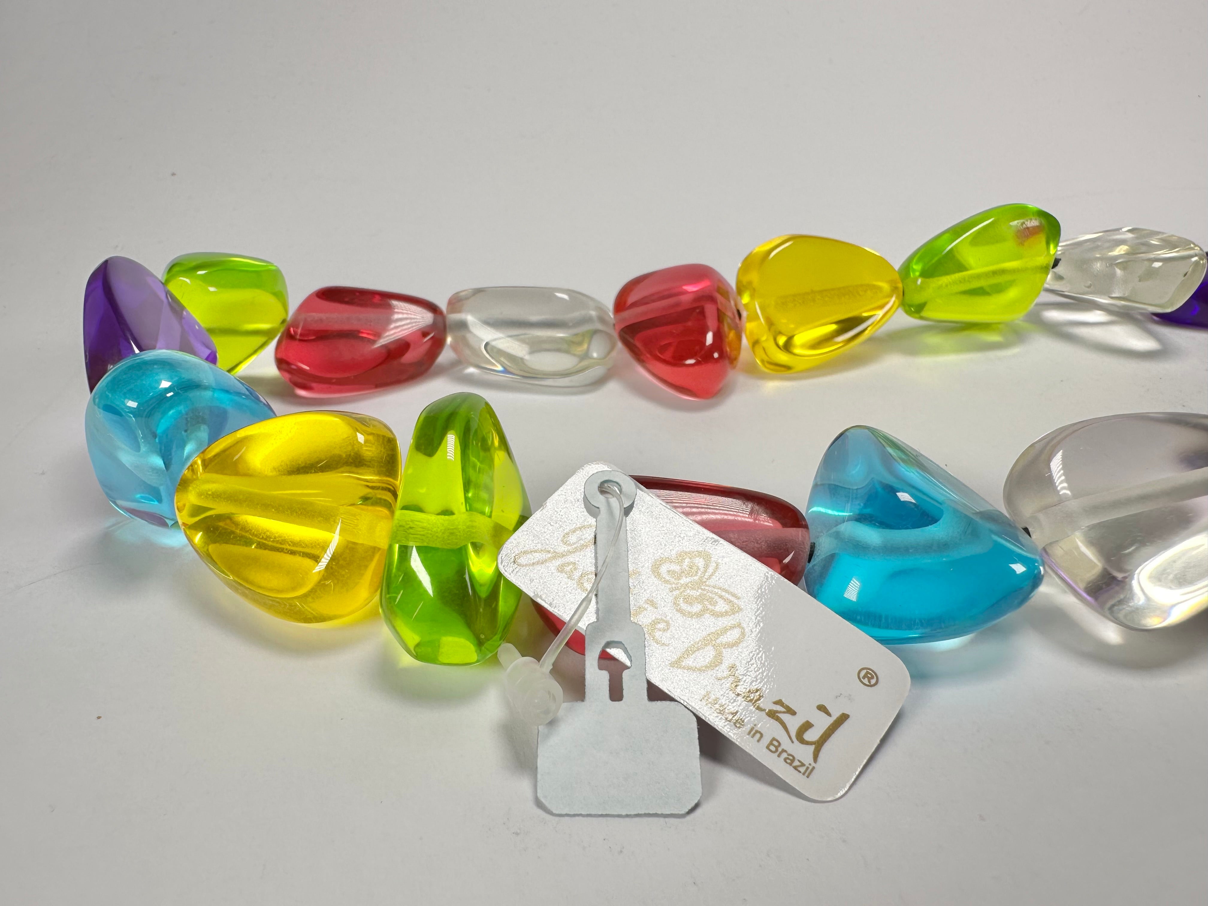 Jackie Brazil "Diamonds" Transparent Paris Mix Flintstone Bone 80cm Necklace ( N0080 )