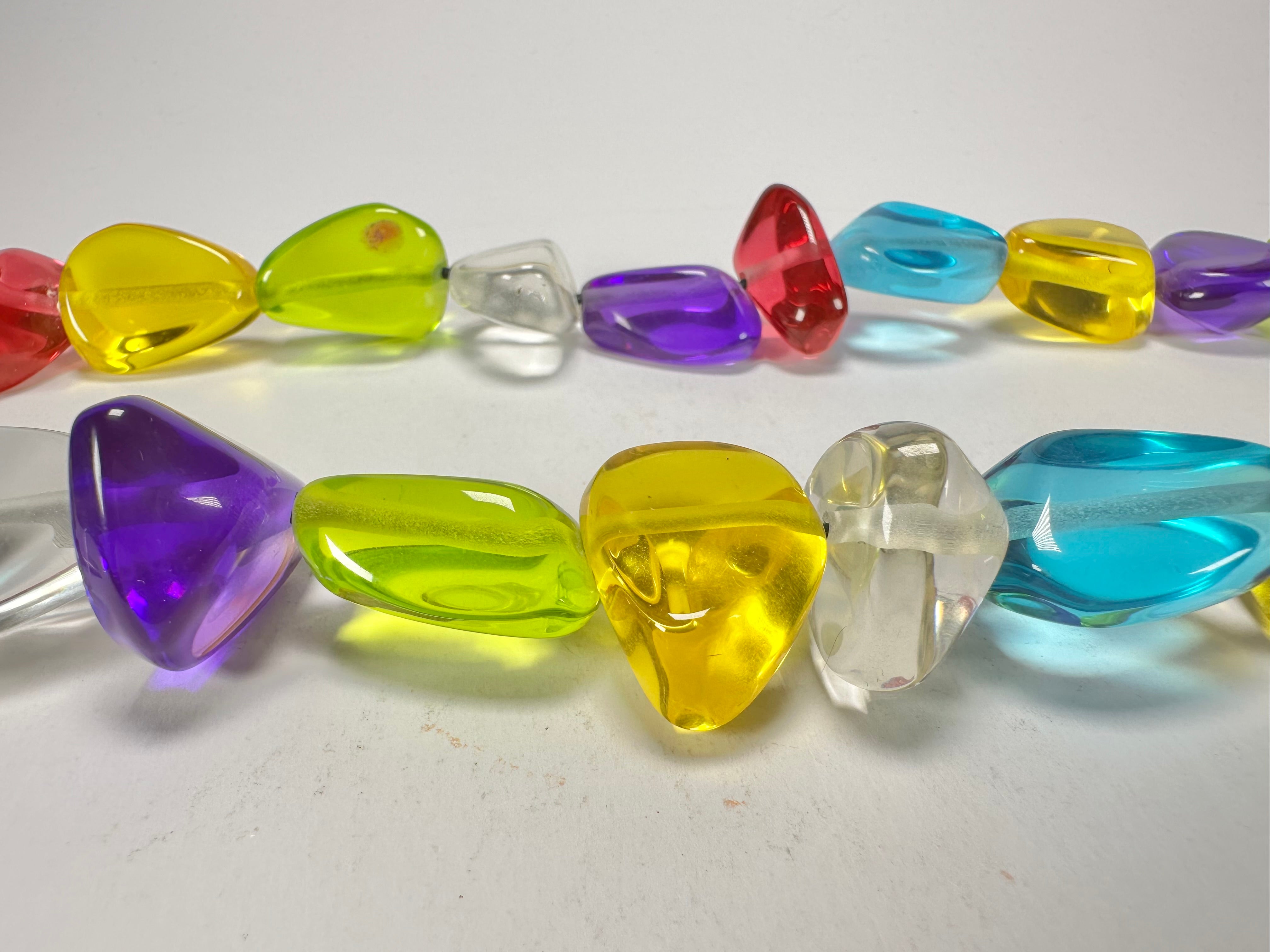 Jackie Brazil "Diamonds" Transparent Paris Mix Flintstone Bone 80cm Necklace ( N0080 )