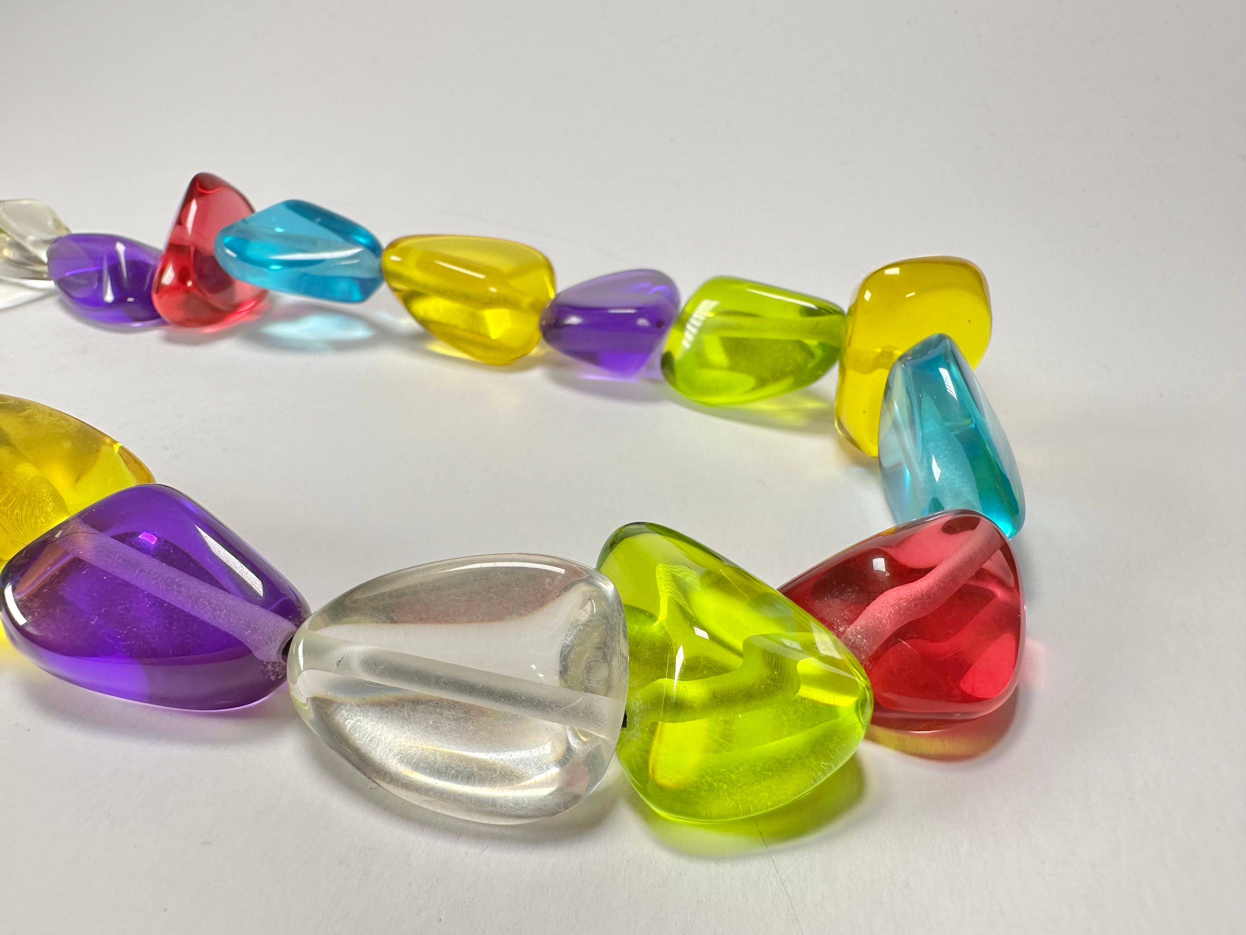 Jackie Brazil "Diamonds" Transparent Paris Mix Flintstone Bone 80cm Necklace ( N0080 )