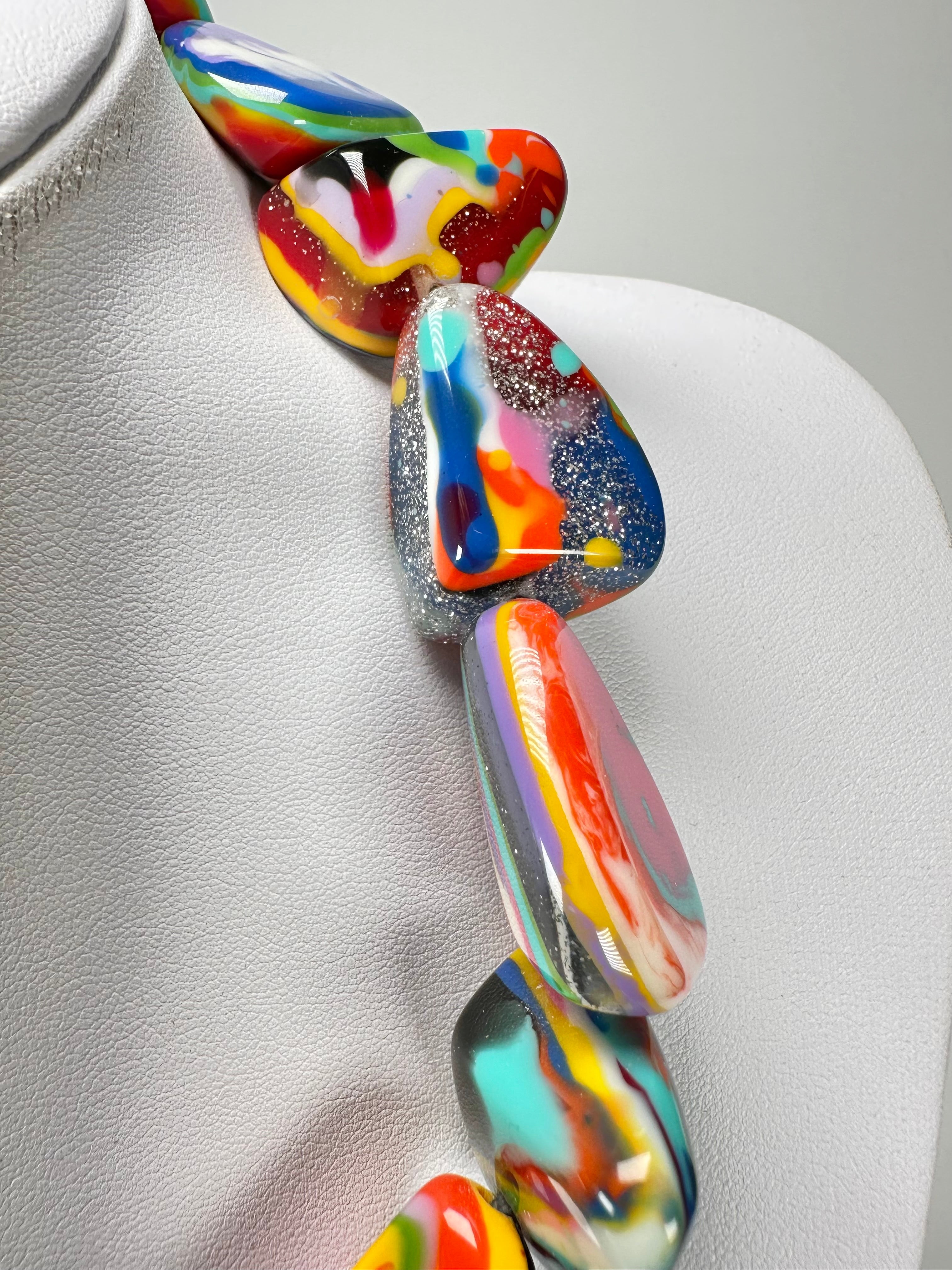 Jackie Brazil "Diamonds" Kandinsky Flintstone Bone 55cm Necklace ( N0061 )