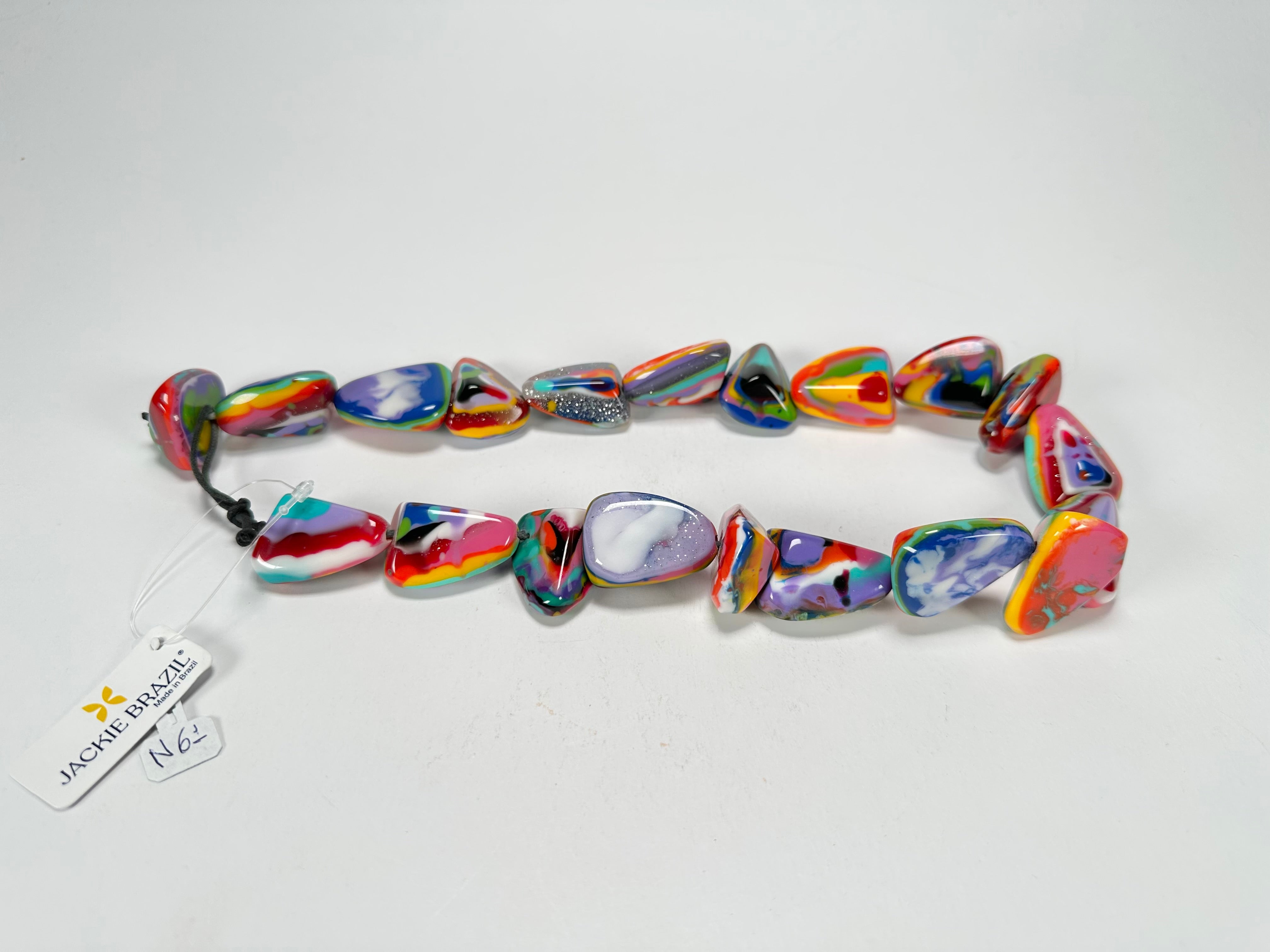 Jackie Brazil "Diamonds" Kandinsky Flintstone Bone 55cm Necklace ( N0061 )