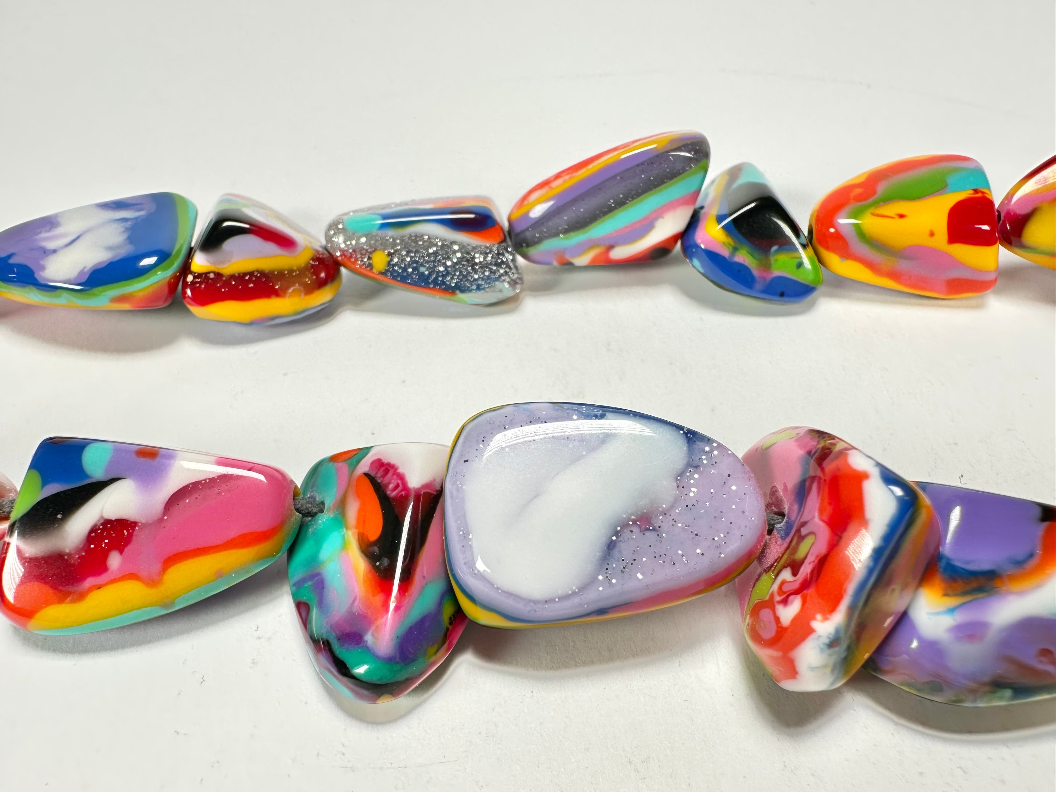 Jackie Brazil "Diamonds" Kandinsky Flintstone Bone 55cm Necklace ( N0061 )