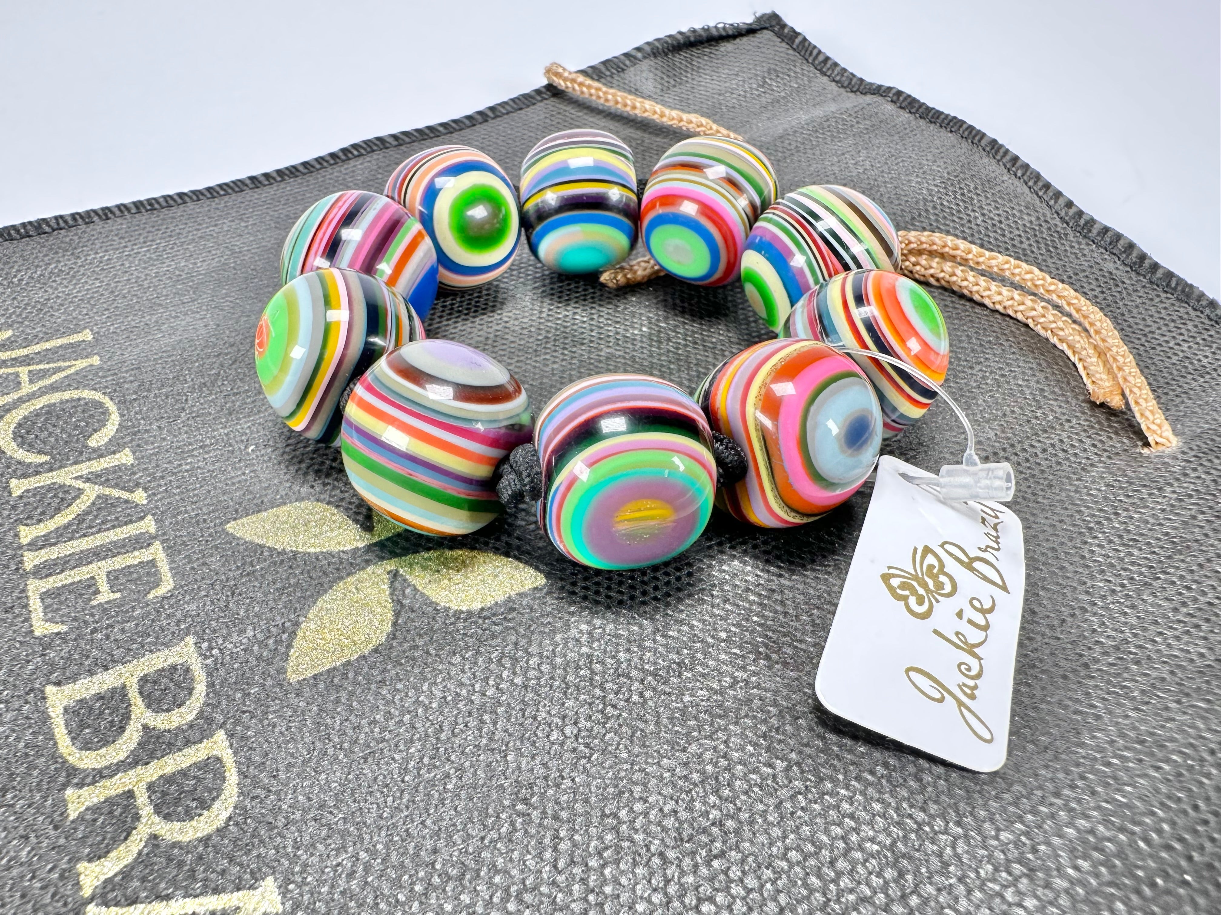 Jackie Brazil "Cat Eyes" Liquorice Allsorts Balls Mix Colours Resin Bracelet ( B0885 )