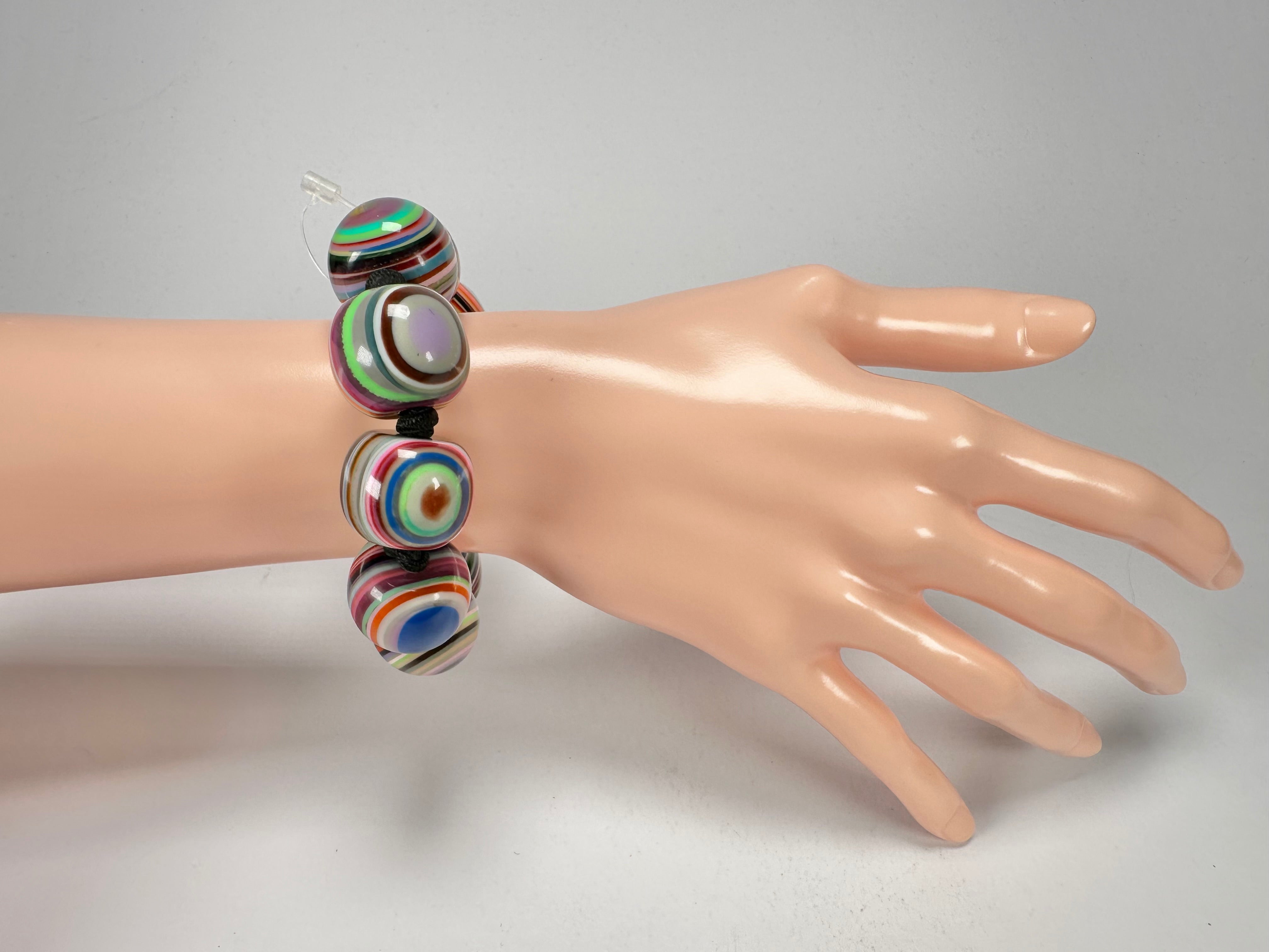 Jackie Brazil "Cat Eyes" Liquorice Allsorts Balls Mix Colours Resin Bracelet ( B0885 )