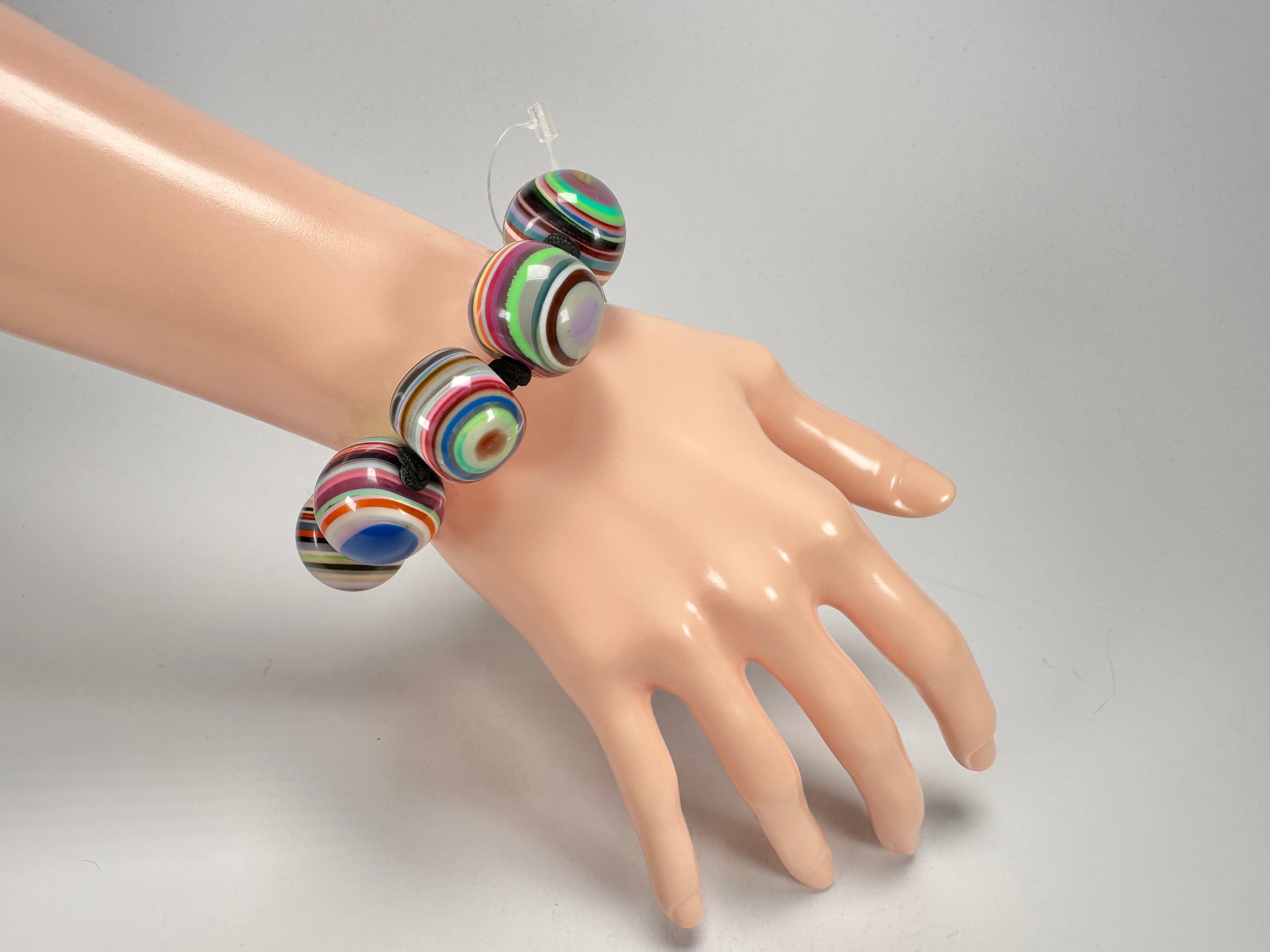 Jackie Brazil "Cat Eyes" Liquorice Allsorts Balls Mix Colours Resin Bracelet ( B0885 )