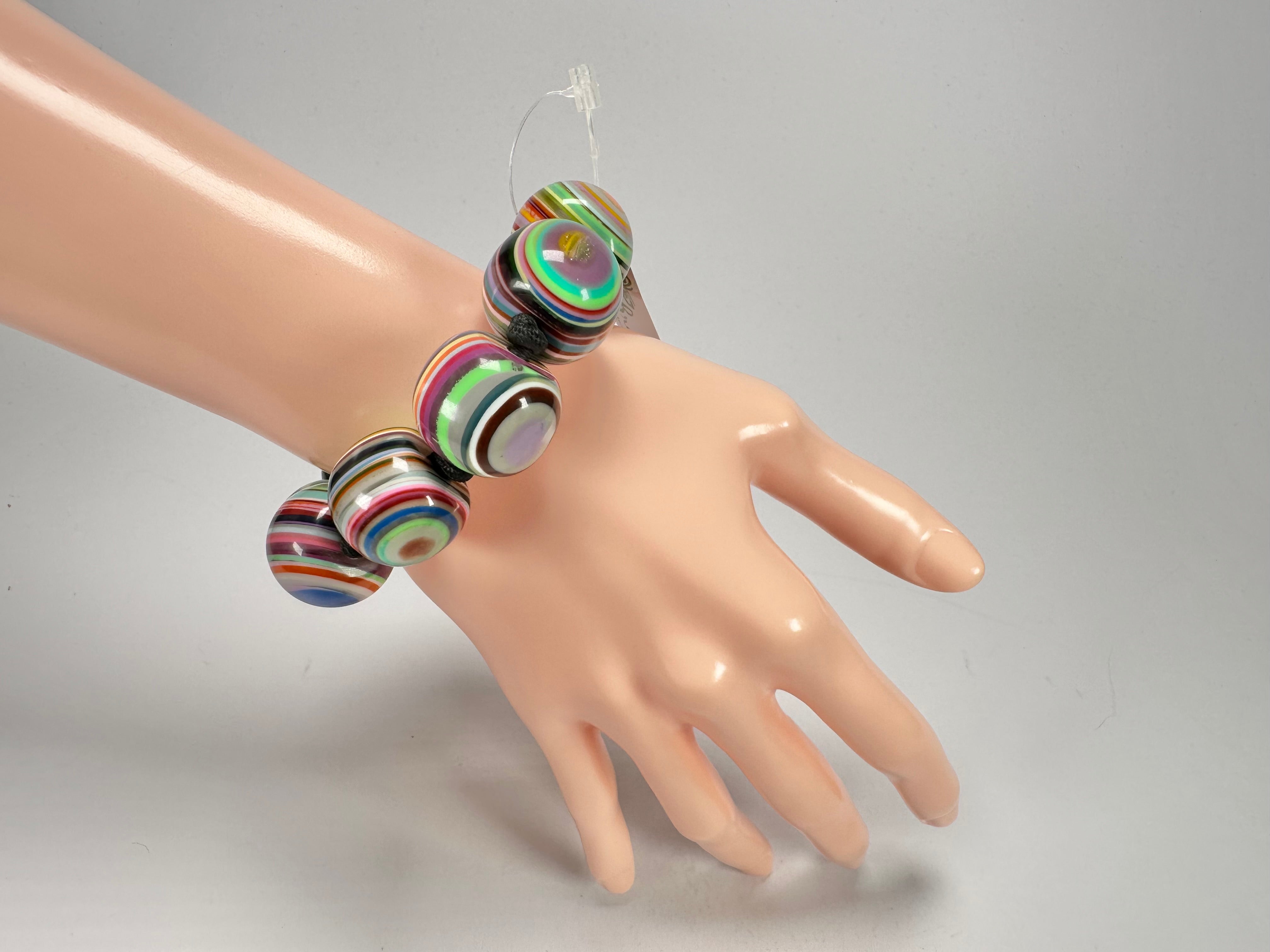 Jackie Brazil "Cat Eyes" Liquorice Allsorts Balls Mix Colours Resin Bracelet ( B0885 )