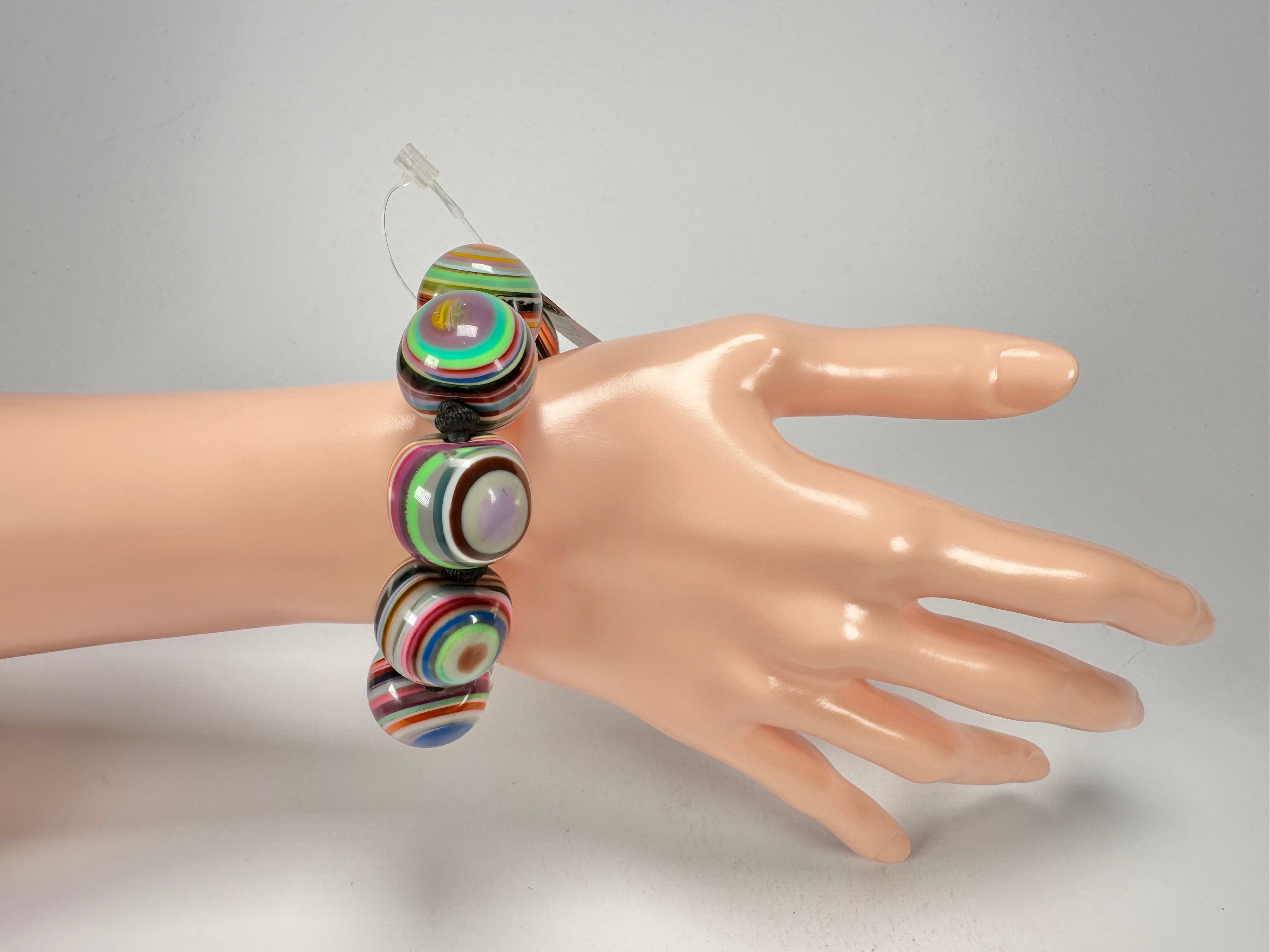 Jackie Brazil "Cat Eyes" Liquorice Allsorts Balls Mix Colours Resin Bracelet ( B0885 )