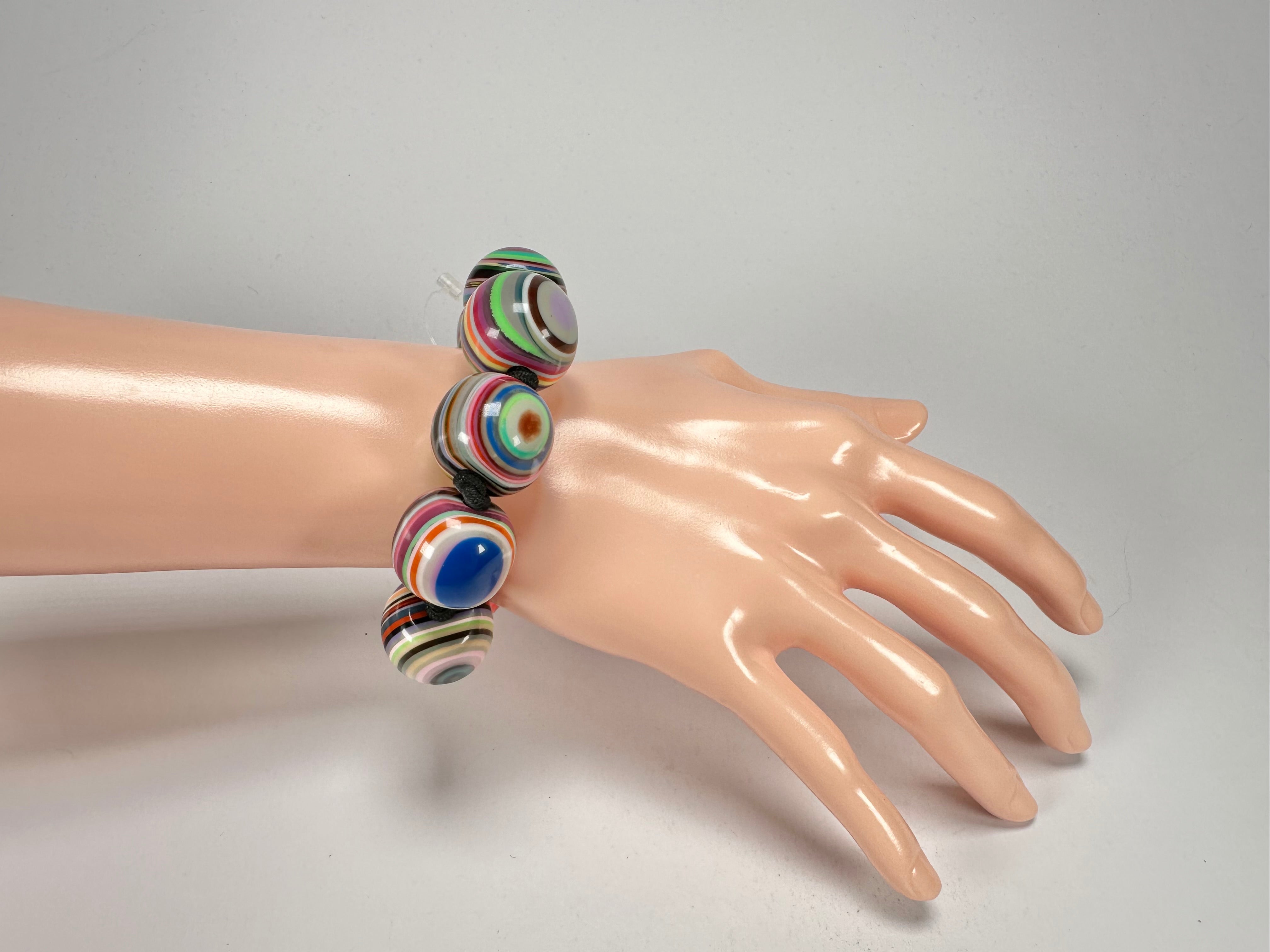 Jackie Brazil "Cat Eyes" Liquorice Allsorts Balls Mix Colours Resin Bracelet ( B0885 )