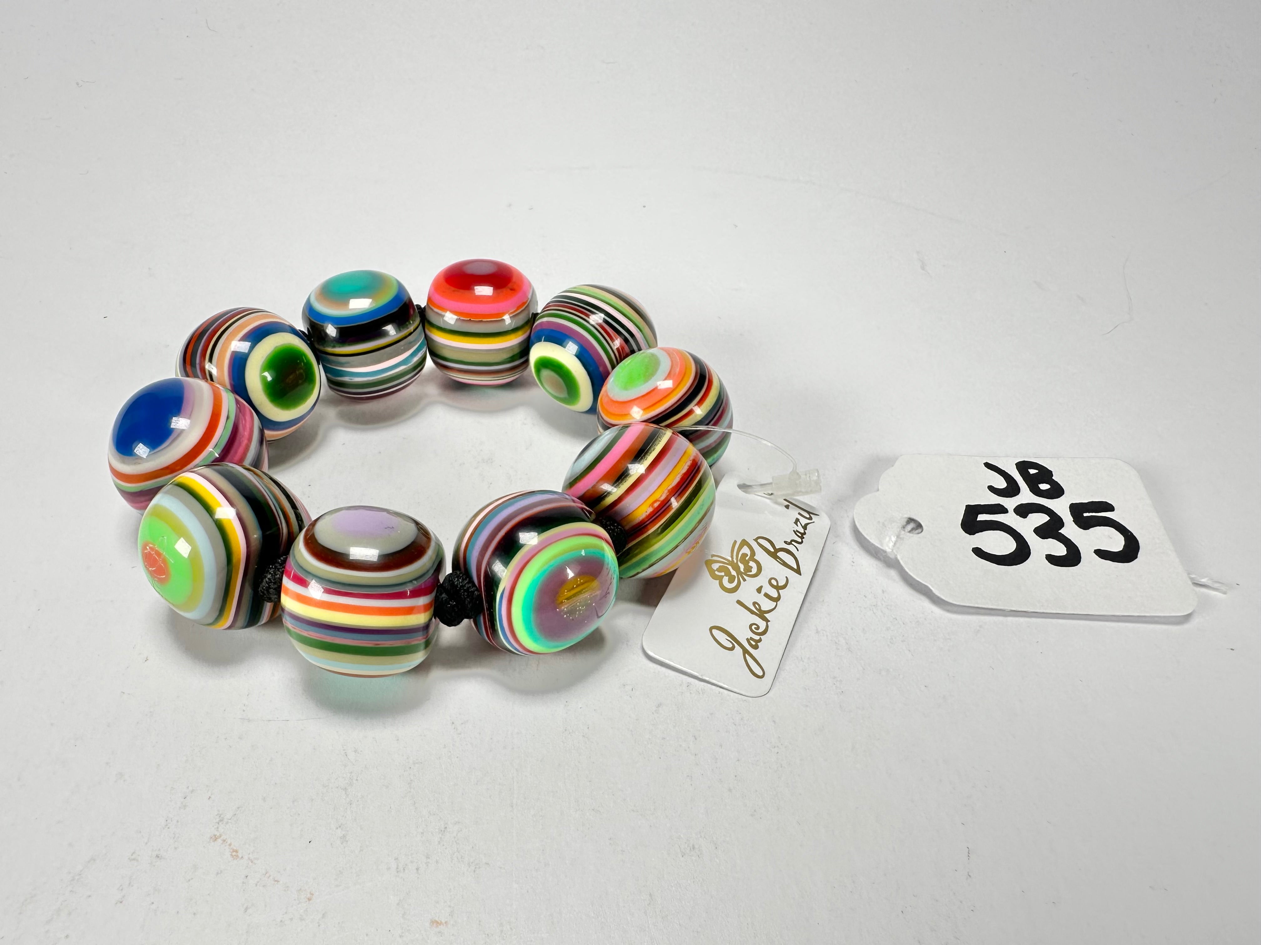 Jackie Brazil "Cat Eyes" Liquorice Allsorts Balls Mix Colours Resin Bracelet ( B0885 )