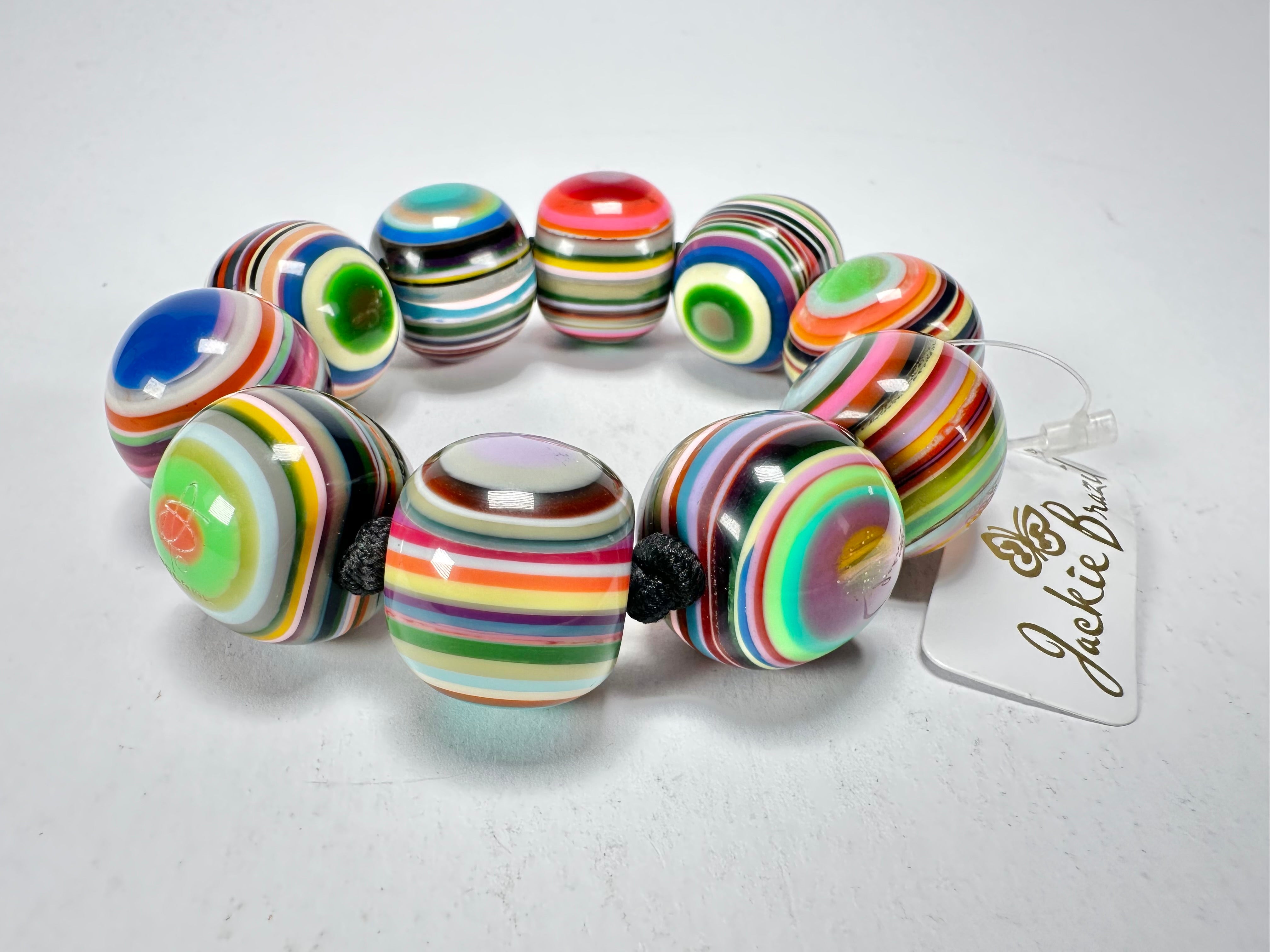 Jackie Brazil "Cat Eyes" Liquorice Allsorts Balls Mix Colours Resin Bracelet ( B0885 )