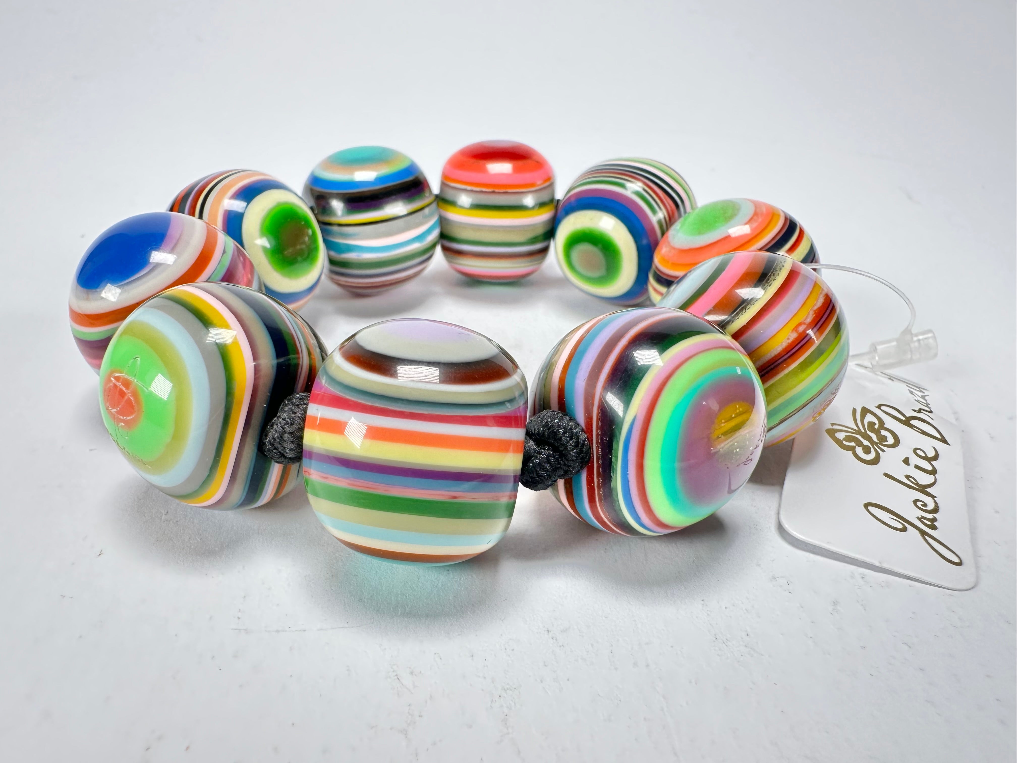 Jackie Brazil "Cat Eyes" Liquorice Allsorts Balls Mix Colours Resin Bracelet ( B0885 )