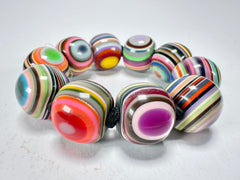 Jackie Brazil "Cat Eyes" Liquorice Allsorts Balls Mix Colours Resin Bracelet ( B0885 )