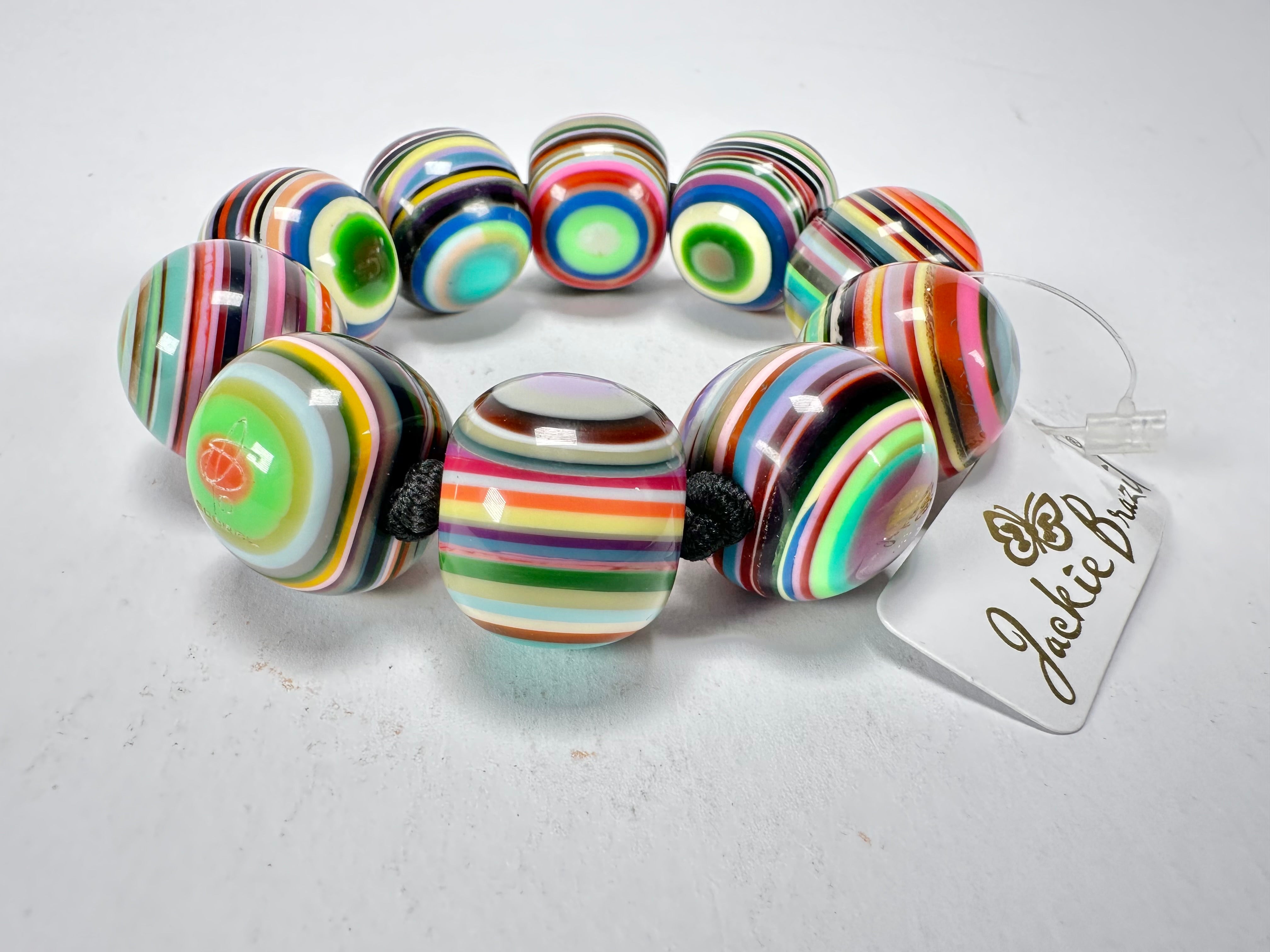 Jackie Brazil "Cat Eyes" Liquorice Allsorts Balls Mix Colours Resin Bracelet ( B0885 )