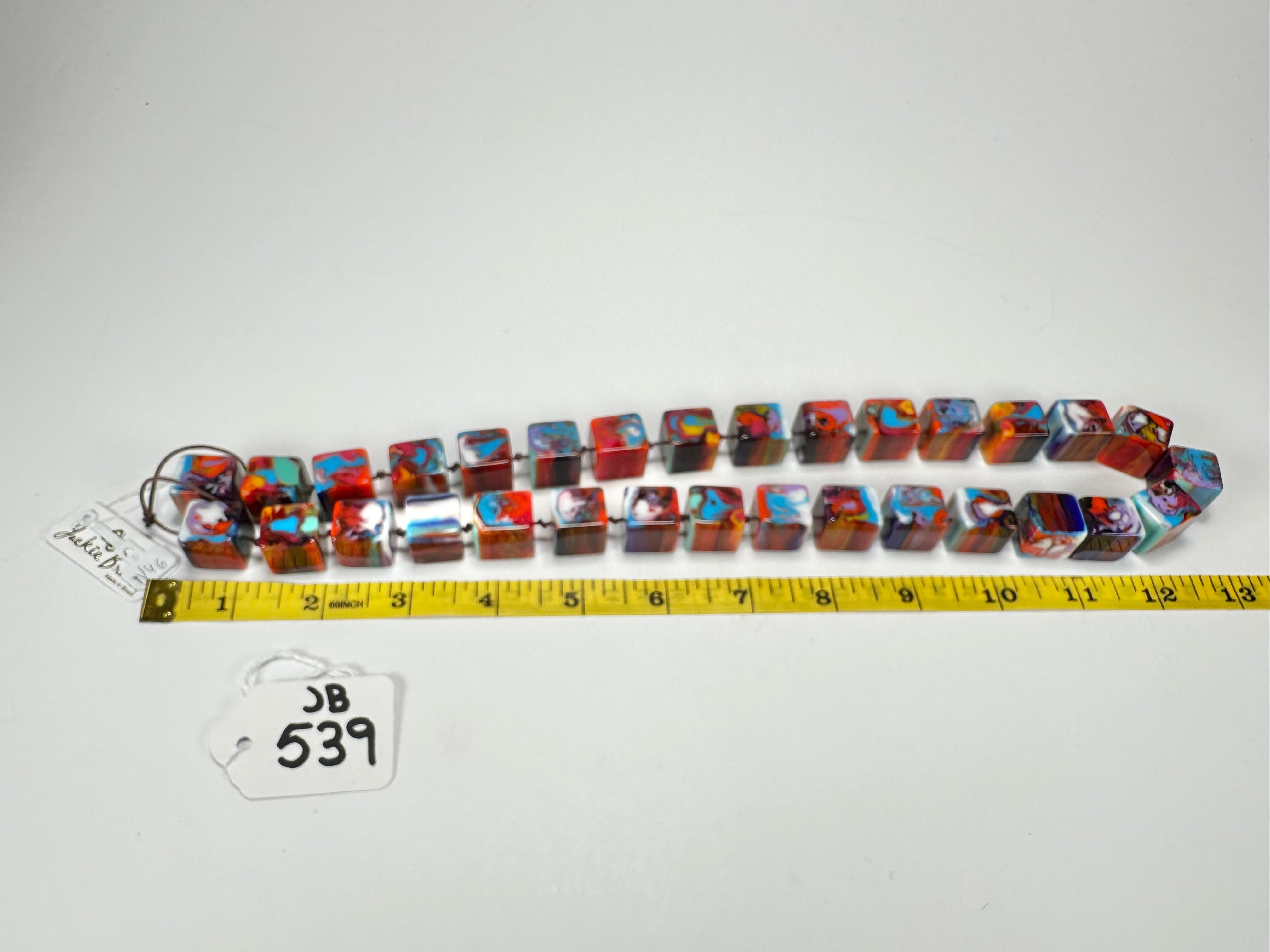 Jackie Brazil "POP" Kandinsky Liquorice Small Cubes 65cm Necklace ( N0046 )