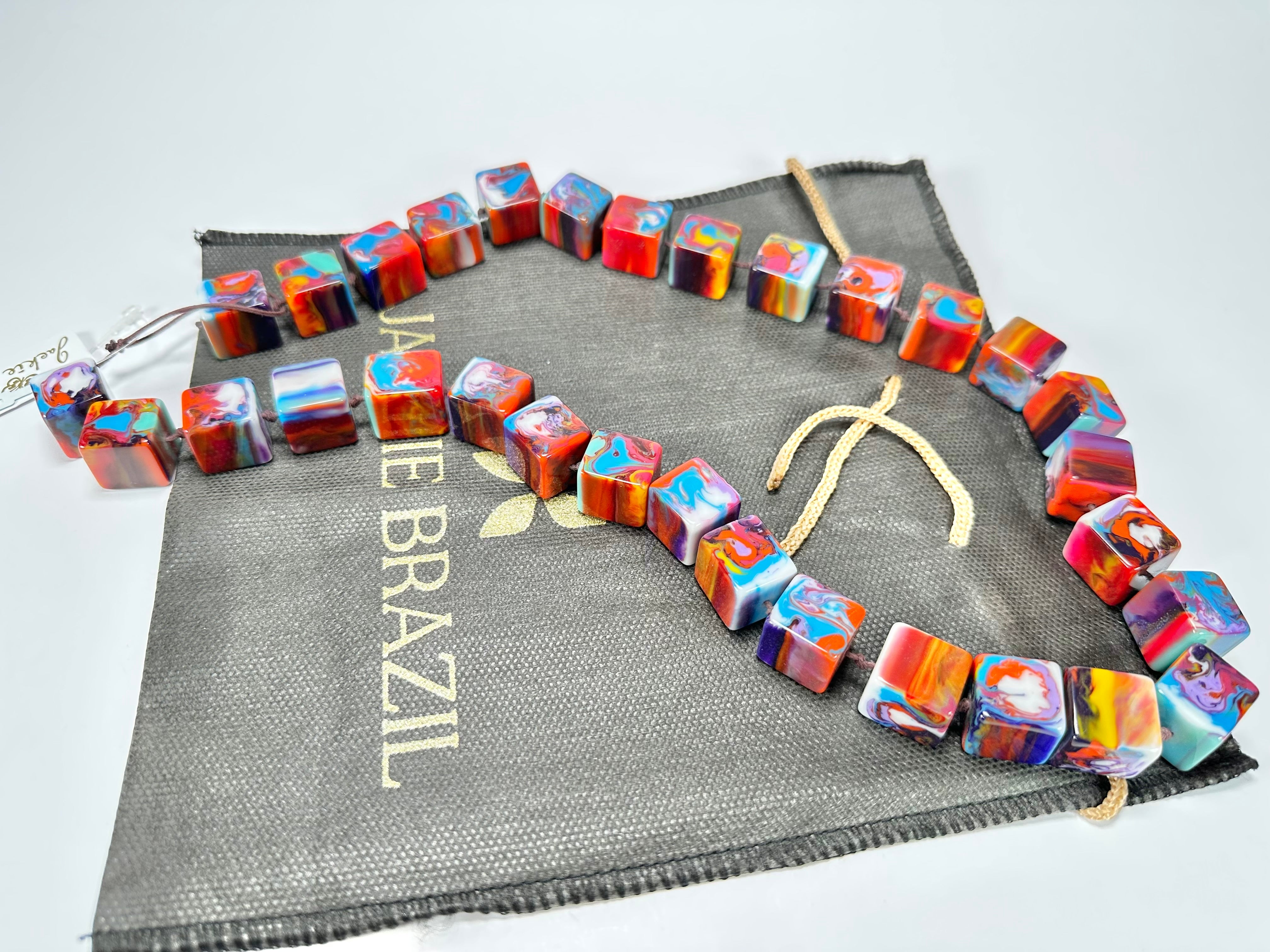 Jackie Brazil "POP" Kandinsky Liquorice Small Cubes 65cm Necklace ( N0046 )