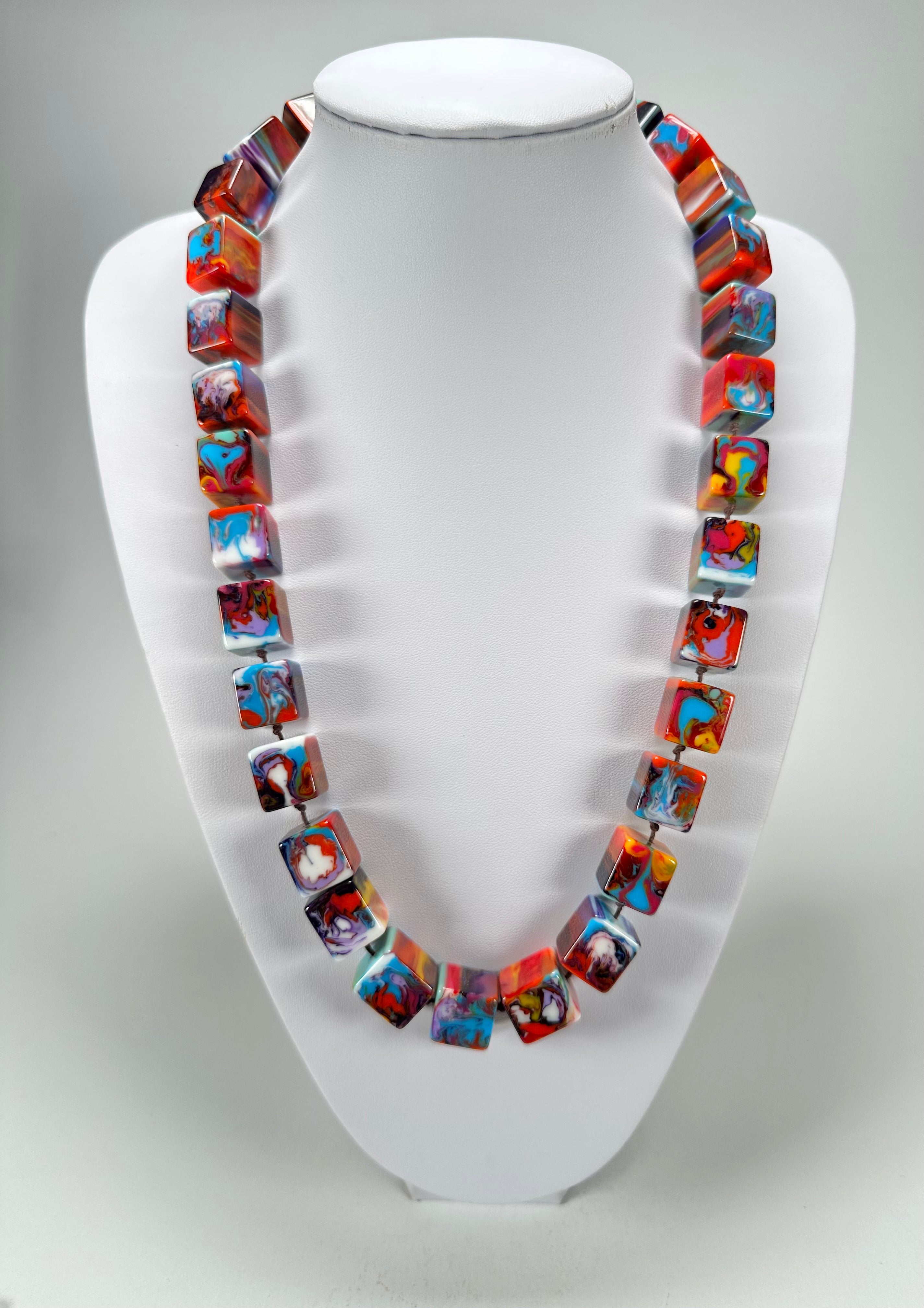 Jackie Brazil "POP" Kandinsky Liquorice Small Cubes 65cm Necklace ( N0046 )
