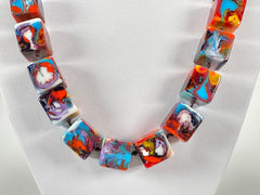 Jackie Brazil "POP" Kandinsky Liquorice Small Cubes 65cm Necklace ( N0046 )