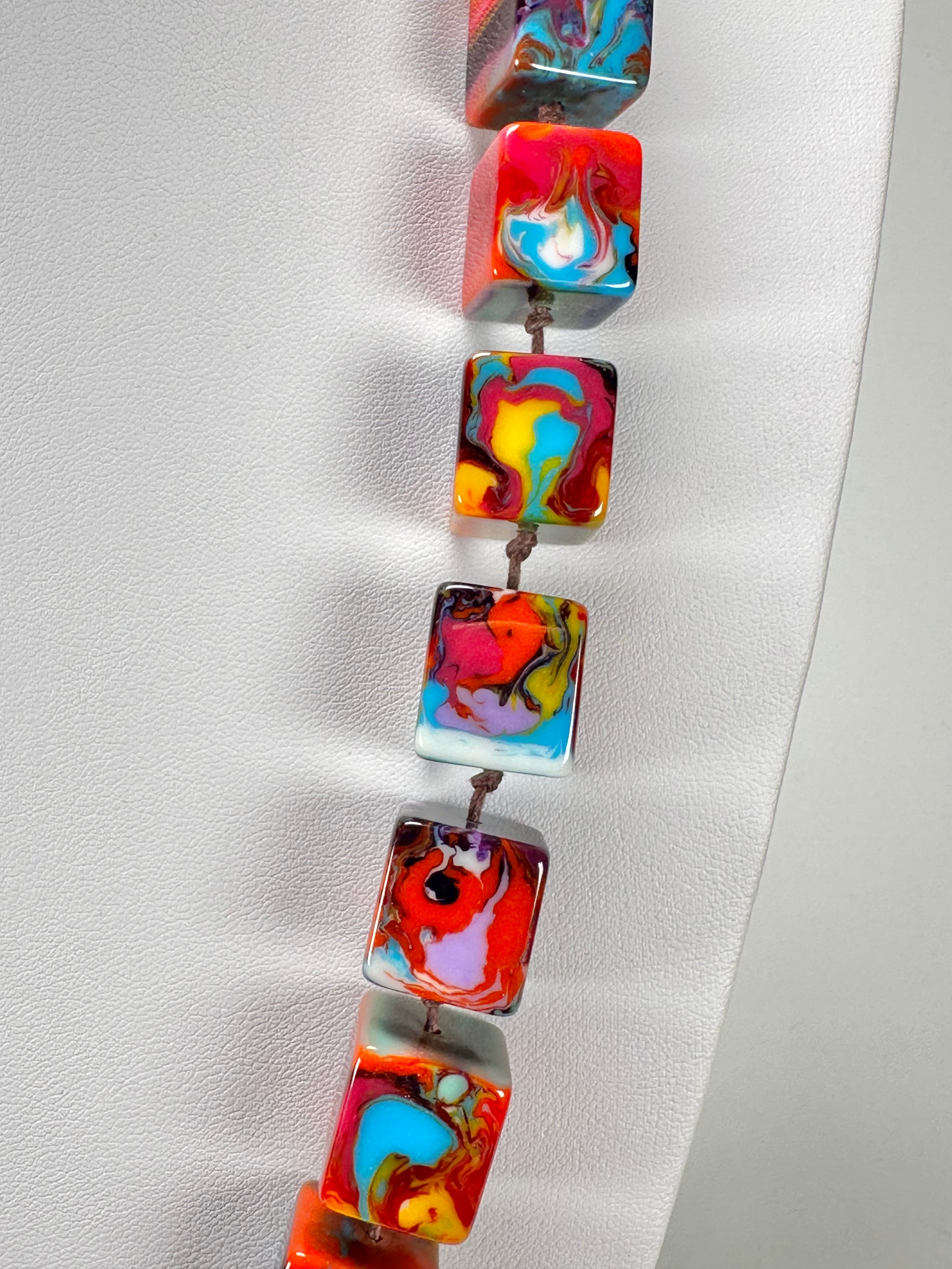 Jackie Brazil "POP" Kandinsky Liquorice Small Cubes 65cm Necklace ( N0046 )