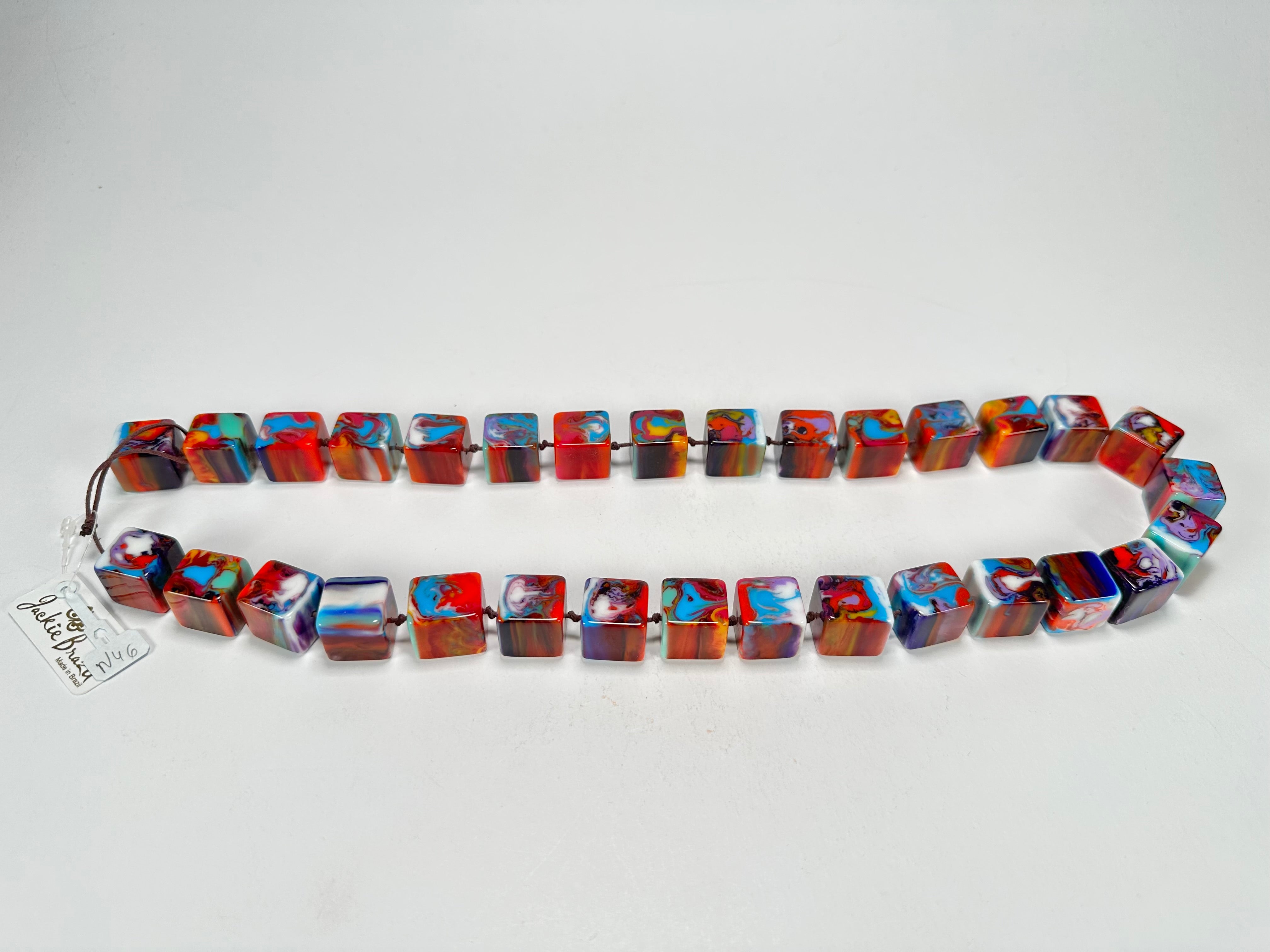 Jackie Brazil "POP" Kandinsky Liquorice Small Cubes 65cm Necklace ( N0046 )