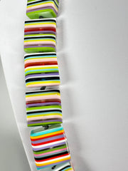Jackie Brazil "Gala" Liquorice Mix Colours Half Rectangles 65cm Necklace ( N0789 )