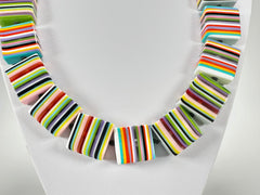 Jackie Brazil "Gala" Liquorice Mix Colours Half Rectangles 65cm Necklace ( N0789 )