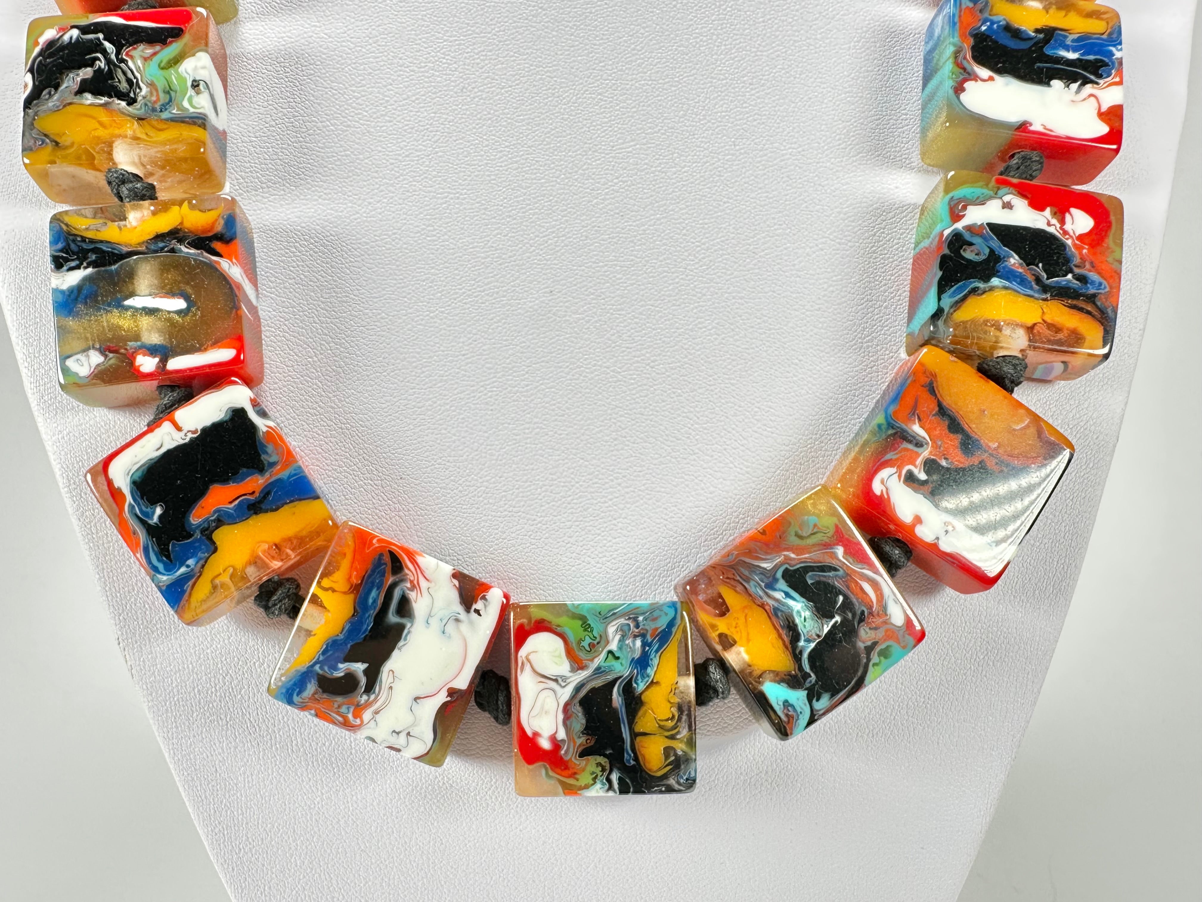 Jackie Brazil "Gala" Kandinksy Half Rectangles 65cm Necklace ( N0789 )