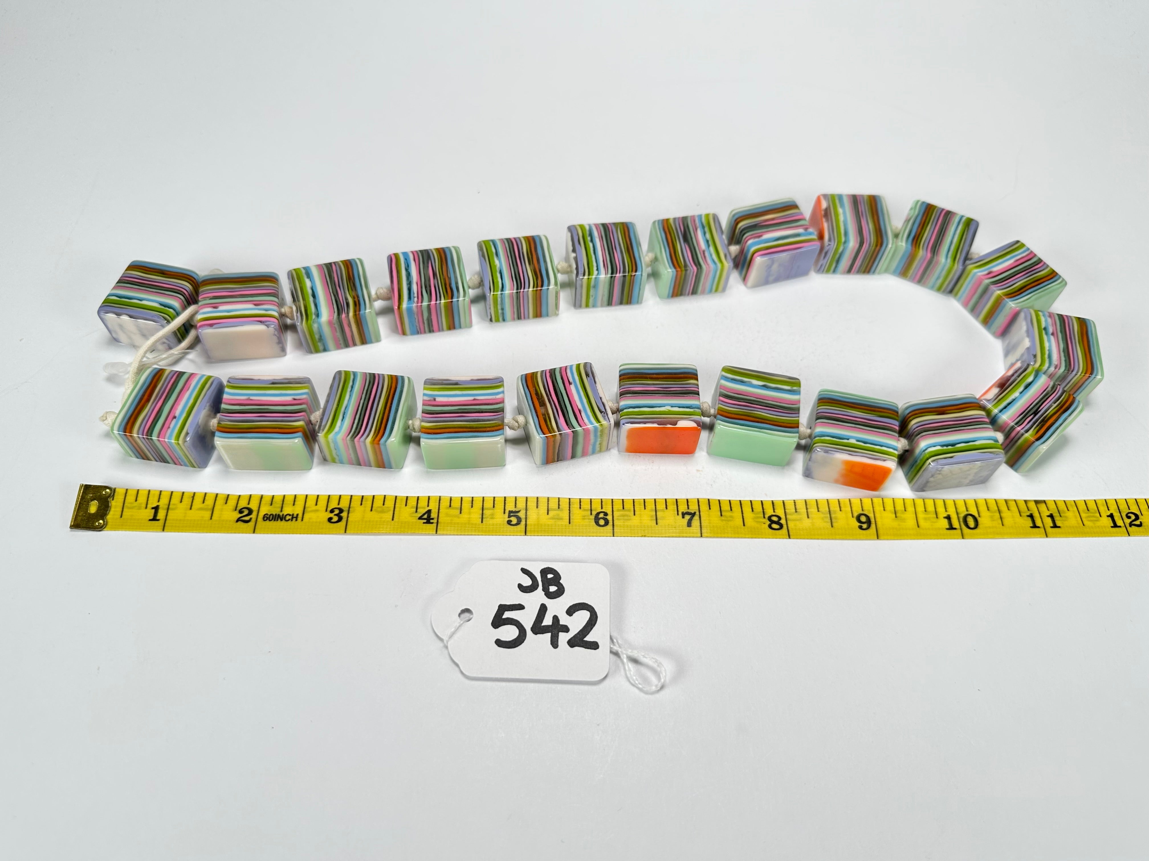 Jackie Brazil "Gala" Liquorice Spring Mix Half Rectangles 65cm Necklace ( N0789 )