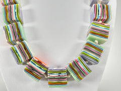 Jackie Brazil "Gala" Liquorice Spring Mix Half Rectangles 65cm Necklace ( N0789 )