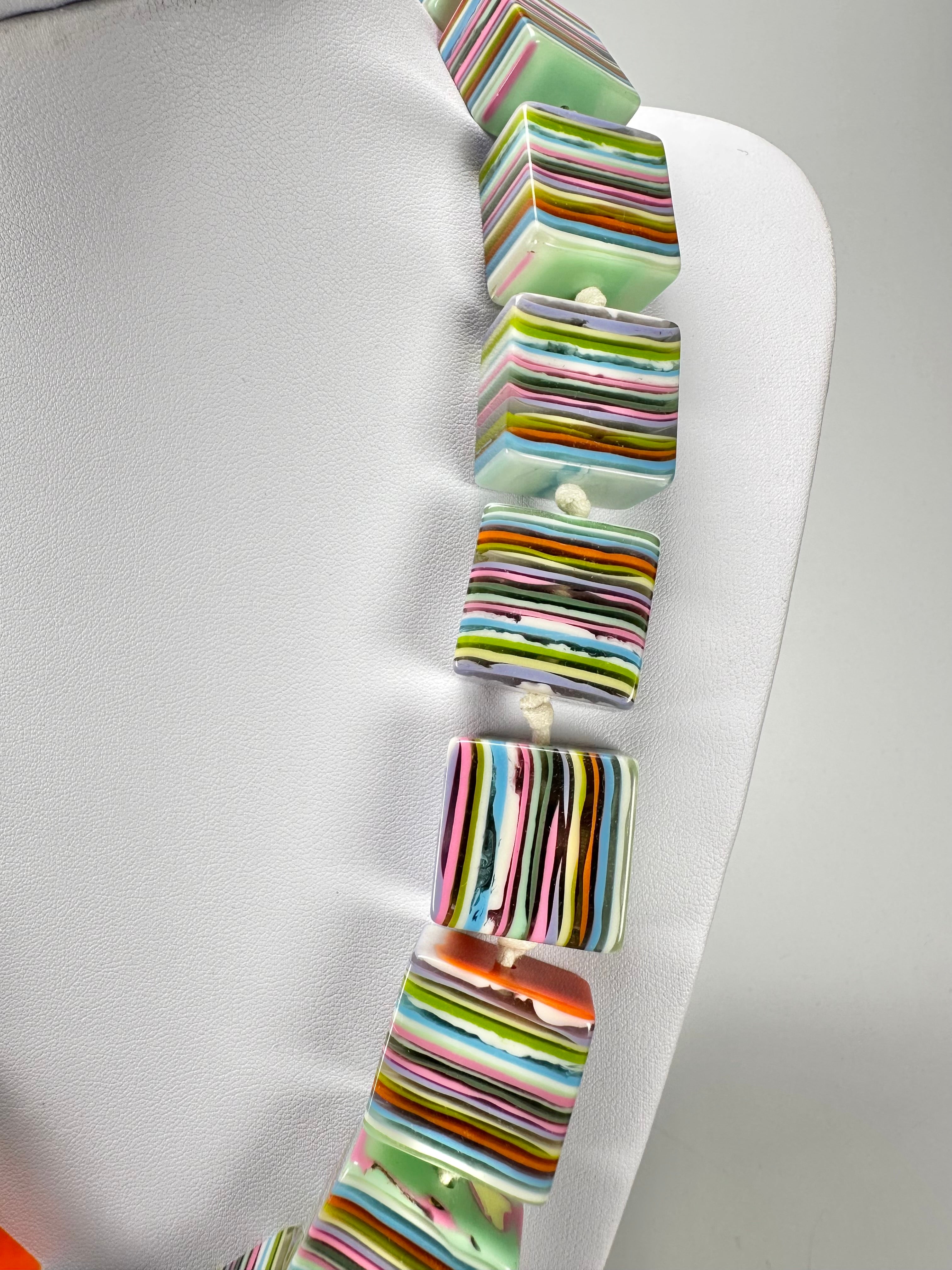 Jackie Brazil "Gala" Liquorice Spring Mix Half Rectangles 65cm Necklace ( N0789 )