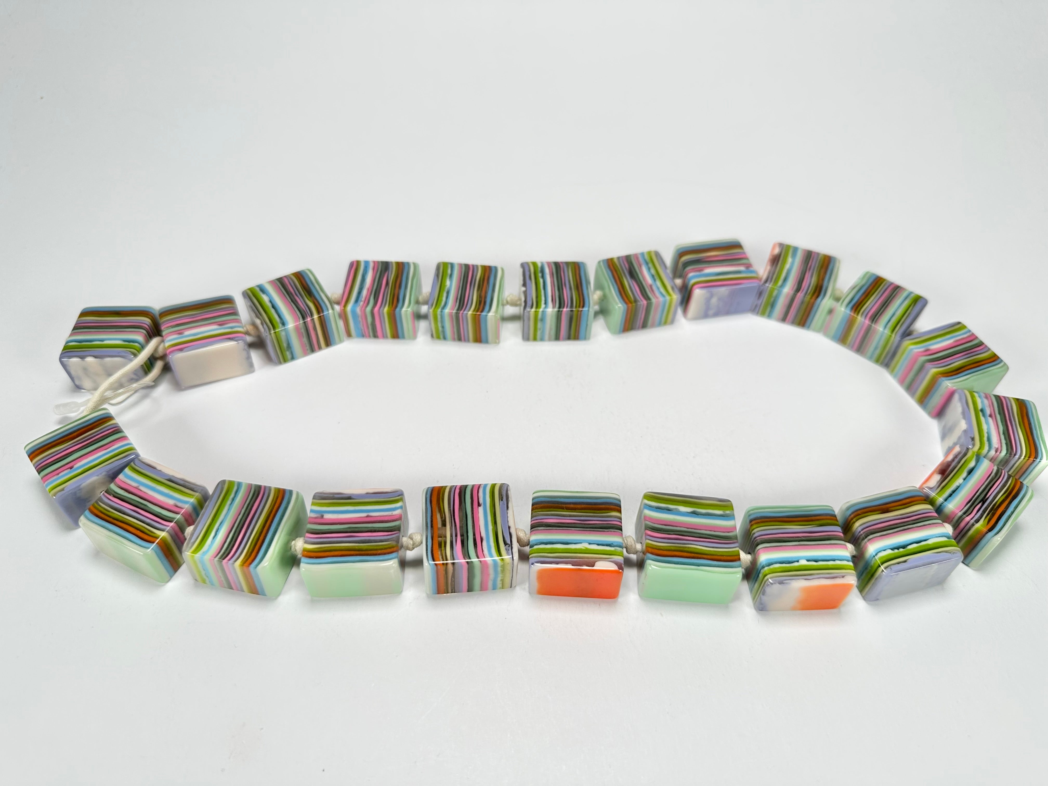 Jackie Brazil "Gala" Liquorice Spring Mix Half Rectangles 65cm Necklace ( N0789 )