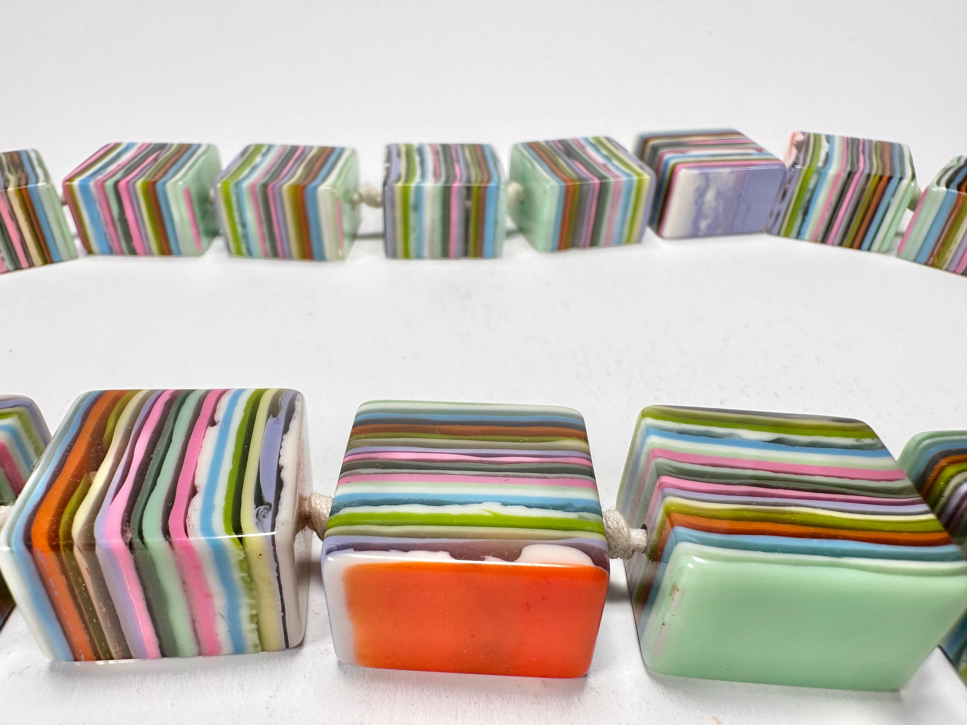 Jackie Brazil "Gala" Liquorice Spring Mix Half Rectangles 65cm Necklace ( N0789 )
